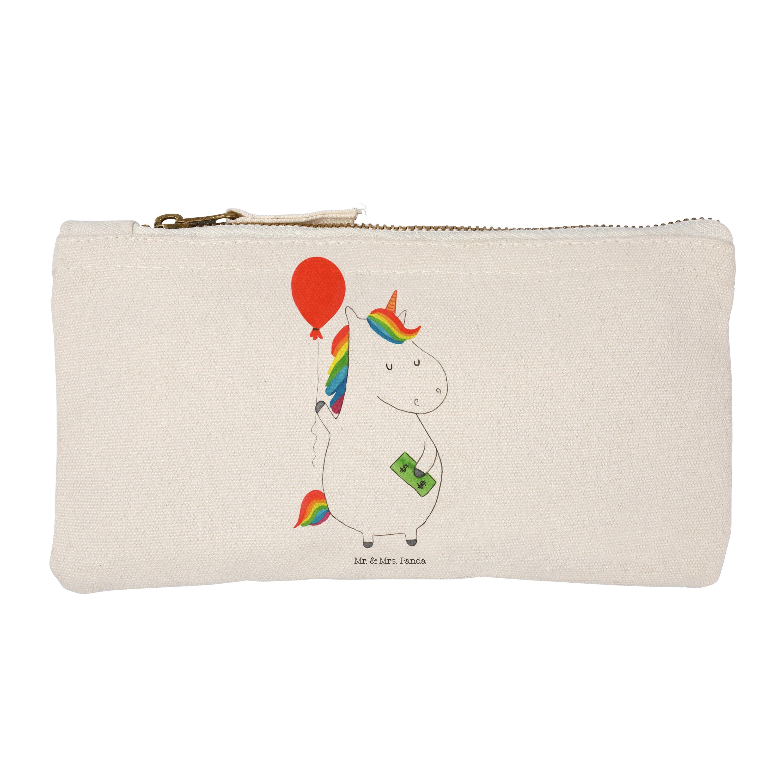 Mr. & Mrs. Panda Kosmetiktasche Einhorn Luftballon - Weiß - Geschenk, Kosmetiktasche, Stiftemäppchen, (1-tlg)