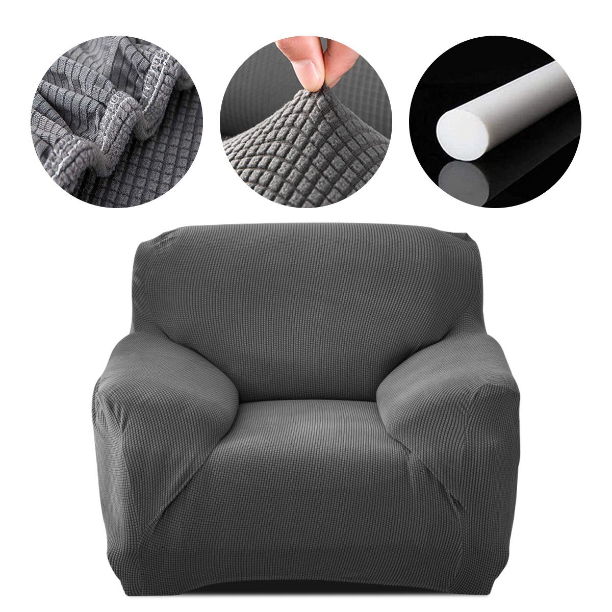 7Magic, Couchbezug Grau Sofabezug Abdeckung Elastische Sofahusse, Stretch Sofa