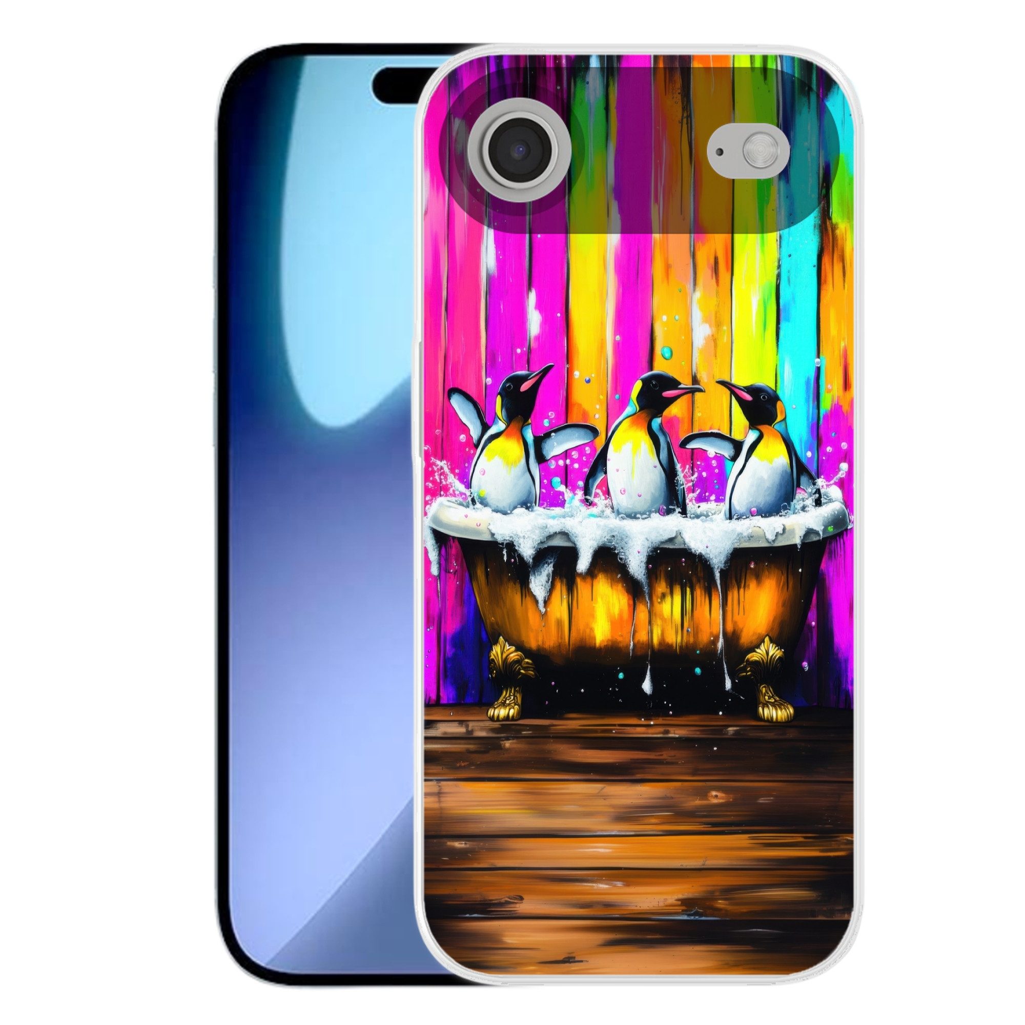 MuchoWow Handyhülle für Apple iPhone Air Pinguine - Badewanne - Bunt - Schaumstoff, Smartphone-Bumper, Print, Handy Schutzhülle Dünn