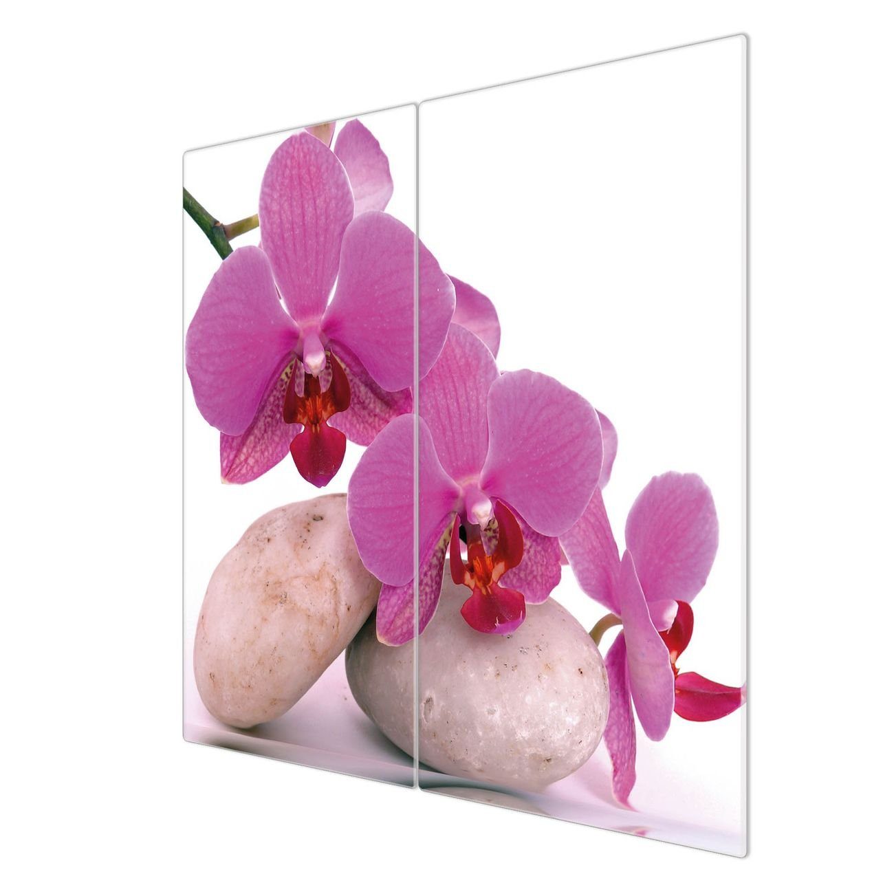 Gummifüßchen) banjado 2 Herd-Abdeckplatte Glas tlg., (gehärtet, selbstklebende inkl. Orchidee,