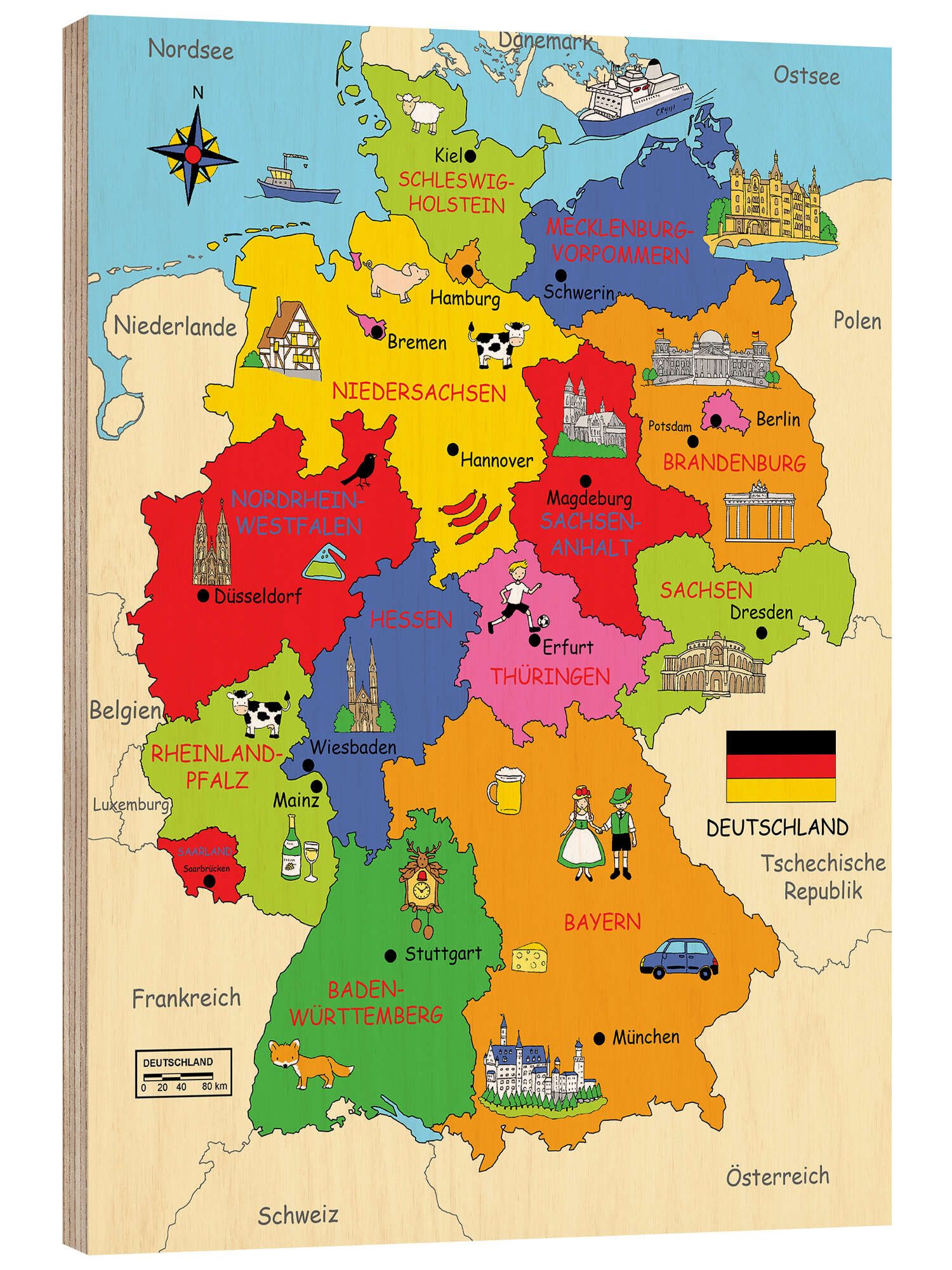 Posterlounge Wandbild Bundesländer für Kinder, Fluffy Feelings, erhältlich als Poster, Leinwandbild, Wandsticker oder Acrylglasbild