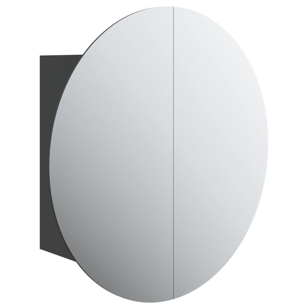 Spiegel & (1-St) LED Badezimmerschrank Rundem vidaXL mit Schwarz Badezimmerspiegelschrank 40x40x17,5cm