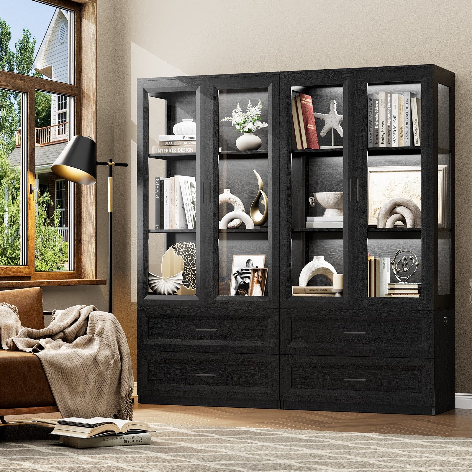 BROTTAR Standvitrine Vitrinenschrank, Küchenschränke mit LED Beleuchtung (1 günstig online kaufen