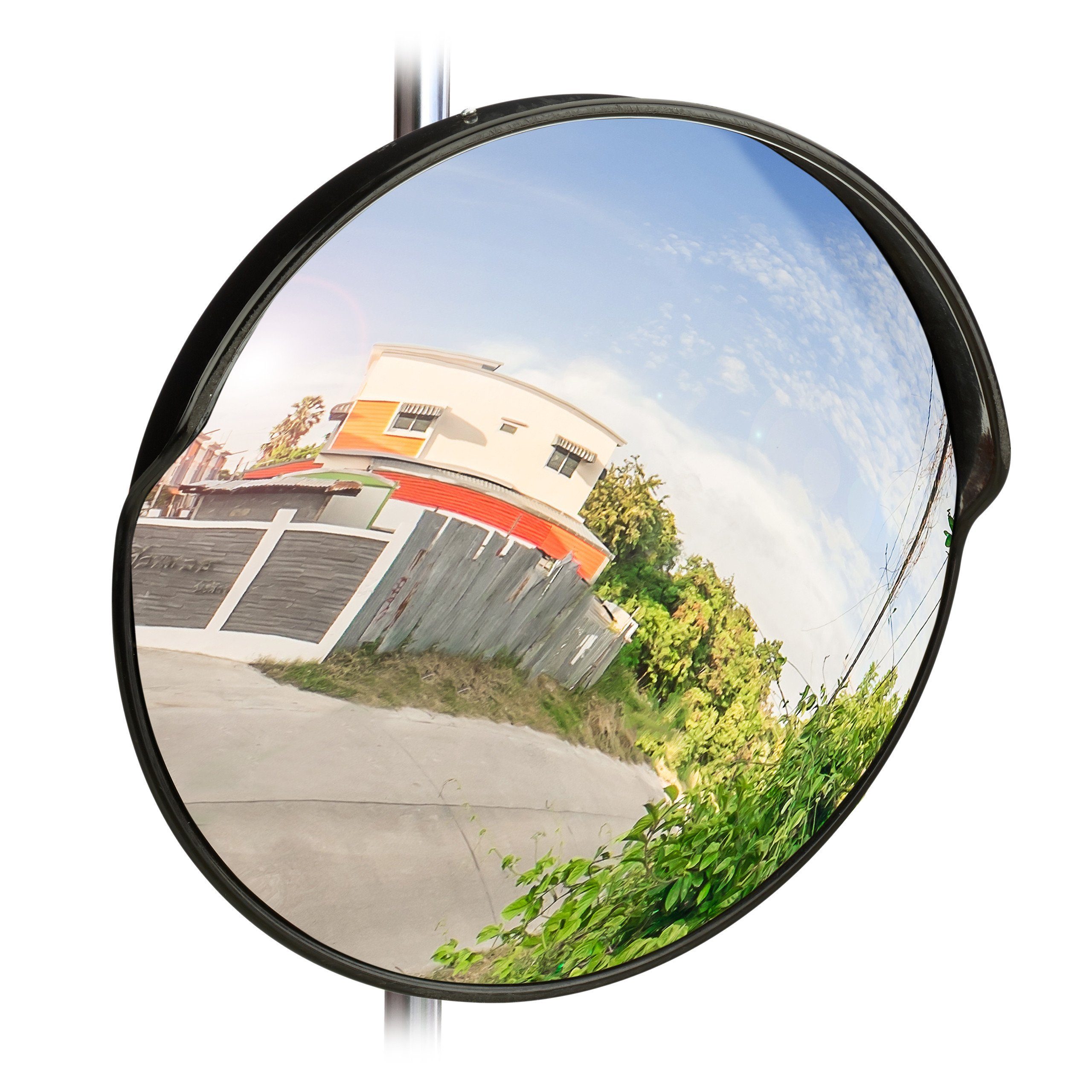 relaxdays Wandspiegel Verkehrsspiegel 45 cm (1-St), schwarz