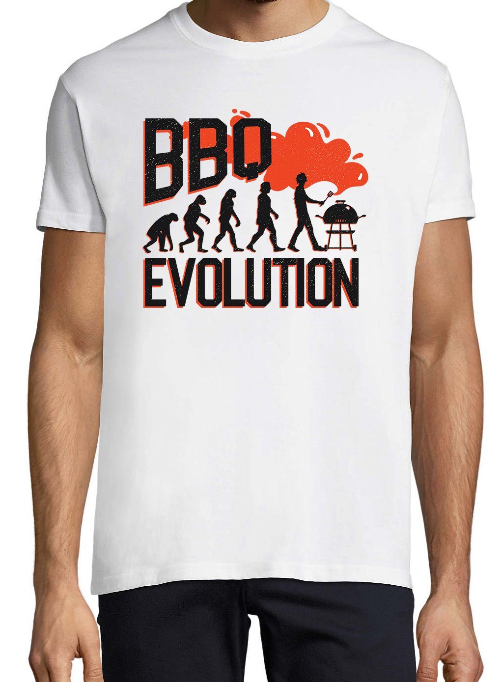 Evolution Grillen Weiß Frontprint Youth mit Herren T-Shirt Shirt lustigem BBQ Designz