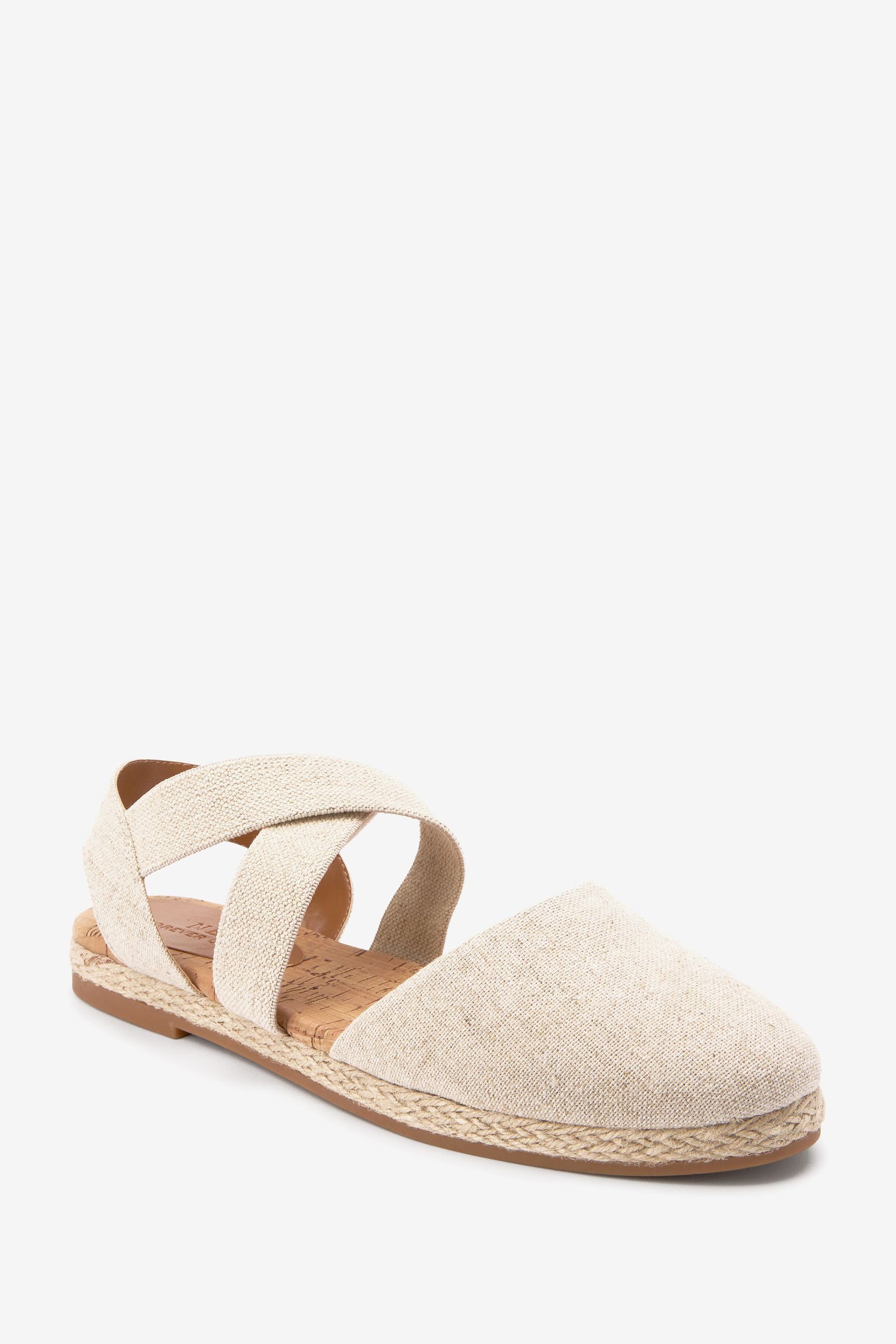 Flache mit gekreuzten Espadrille Espadrilles (1-tlg) Riemen Natural Next