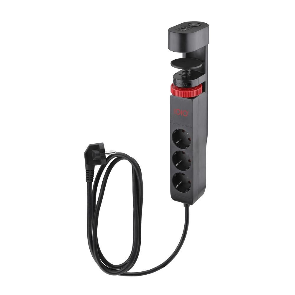 Olympia SL 3000 Einbau-Tischsteckdosenleiste, 45° Steckdosen, Tischbefestigung, Ein-/Aus-Schalter, USB-C