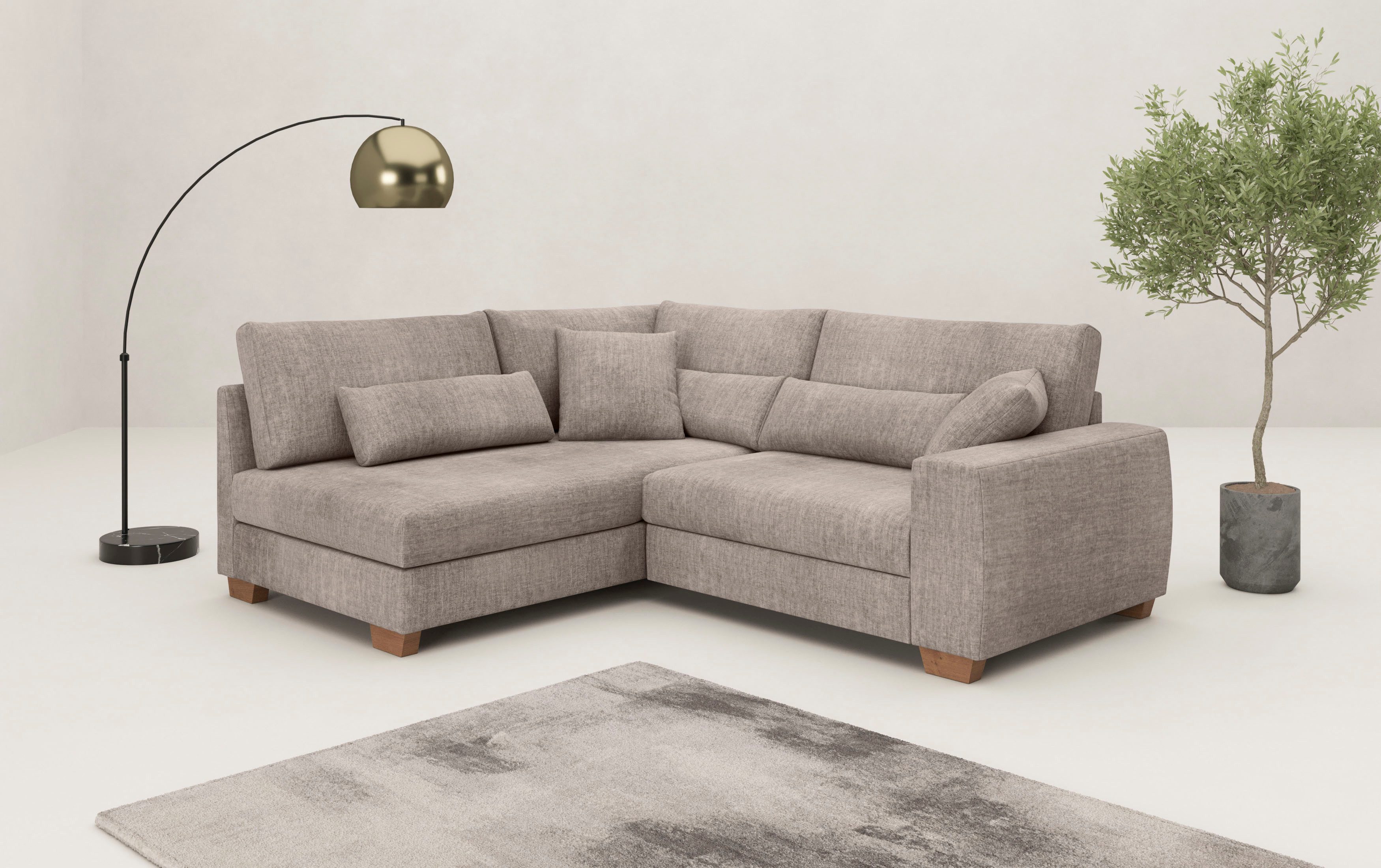 Mr. Couch Ecksofa "Hilla L-Form" Mit Federkern, wahlweise mit Bettfunktion günstig online kaufen