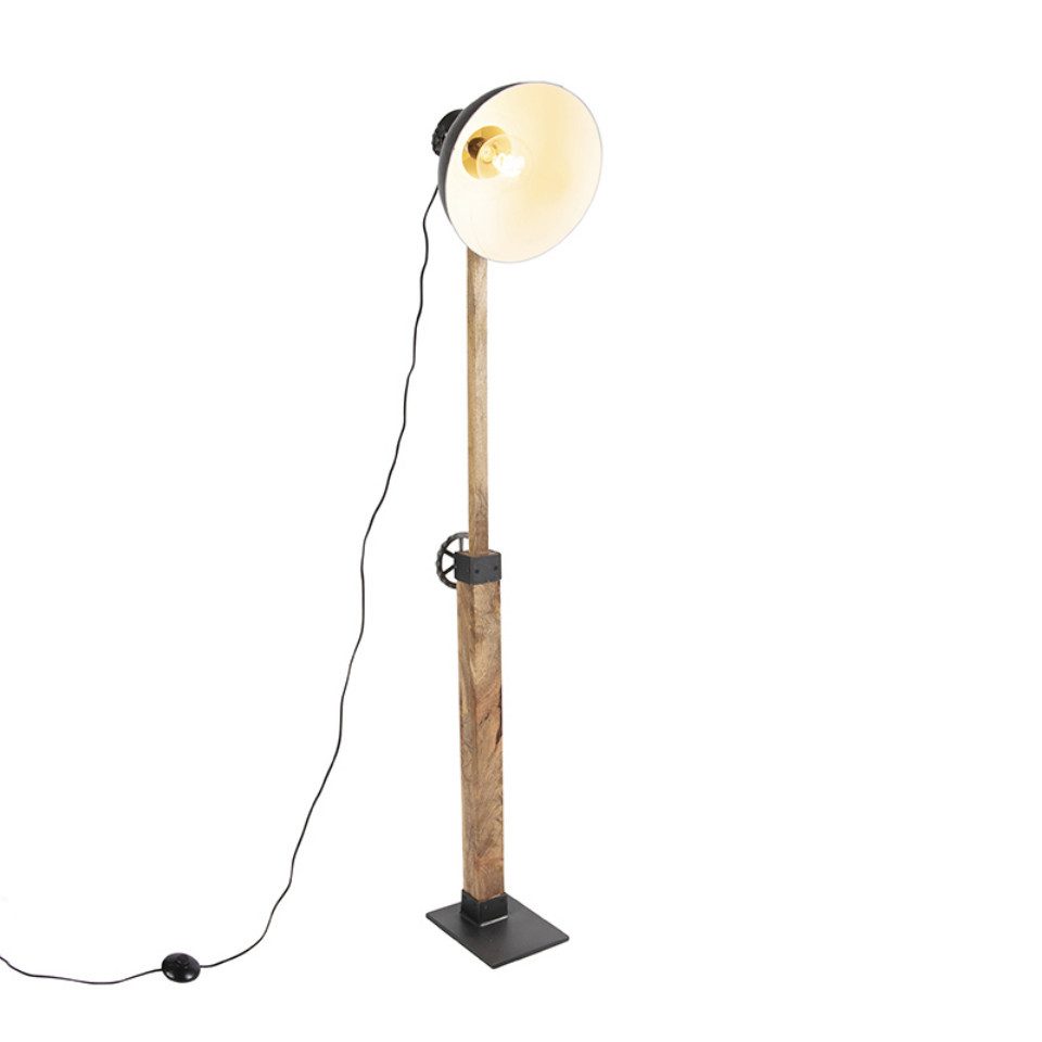 Qazqa Stehlampe Mangoes, ohne Leuchtmittel, E27, Dunkelgrau, Industrie, Holz, 1-flammig