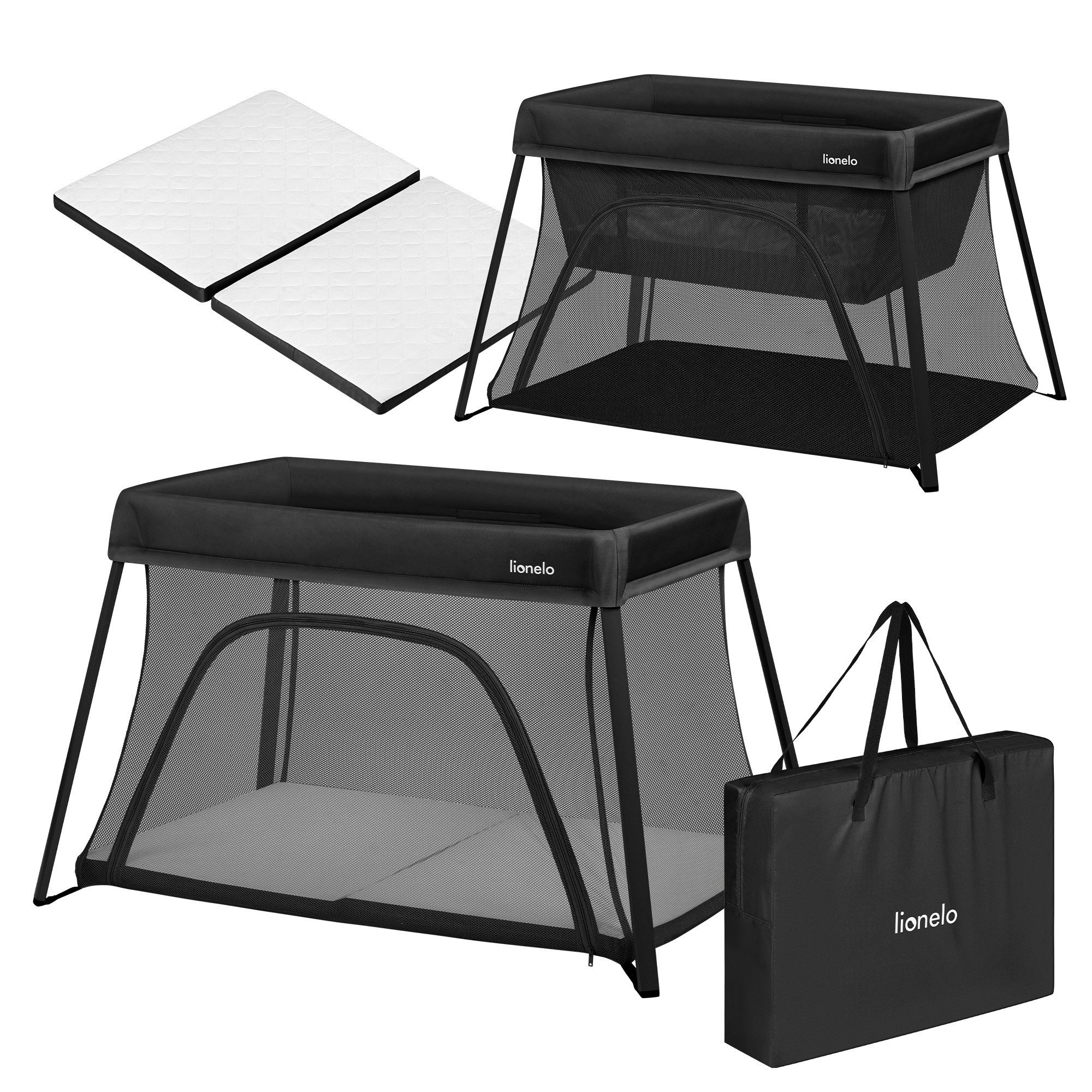 lionelo Reisebett ALICE (Set, Set mit Matratze und Transporttasche) 3in1/Faltbar/2 Ebenen/Eingang/Bis 15 kg