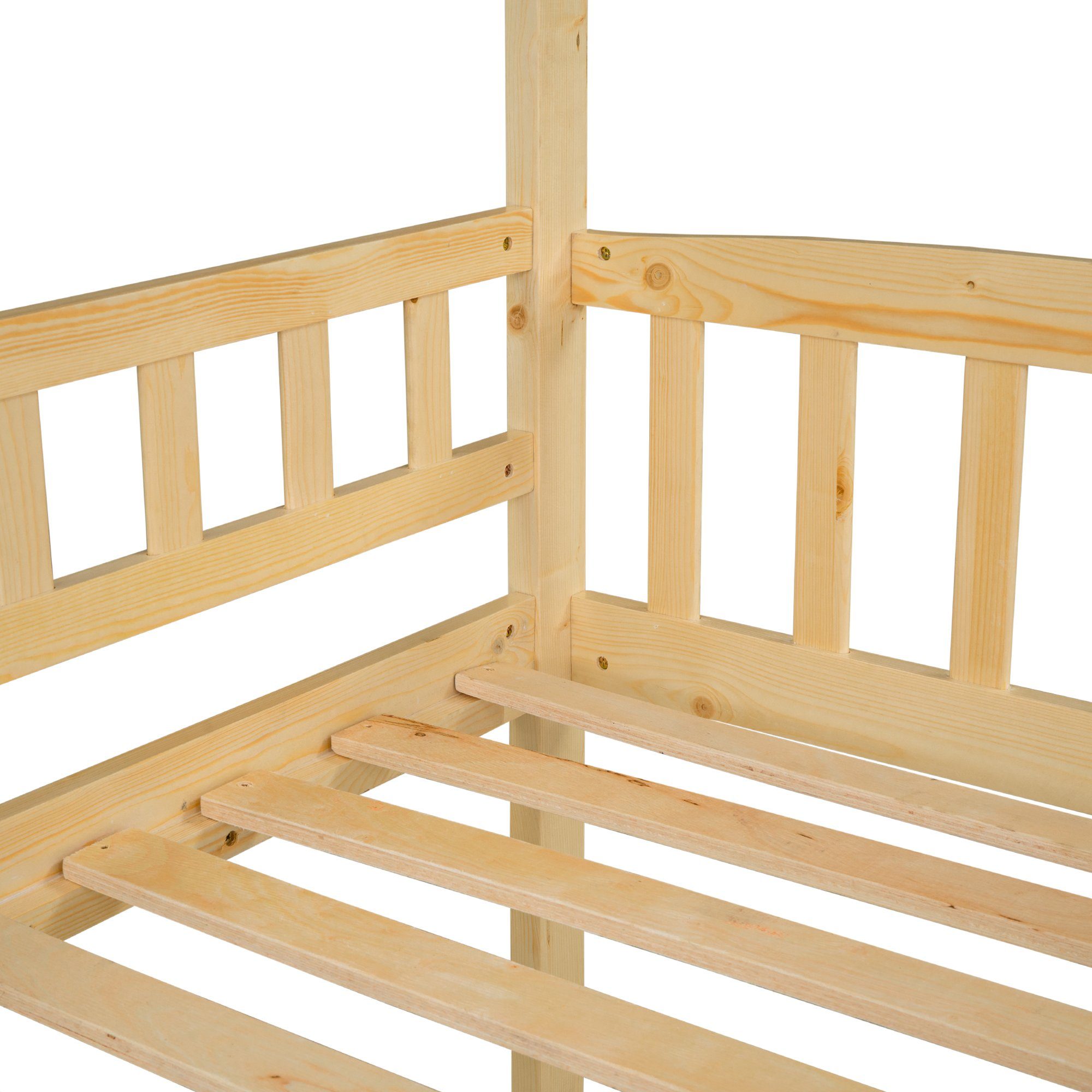 Stauraum 90x200cm Kieferholz Kinderbett Treppe Rutsche Flieks Etagenbett, mit