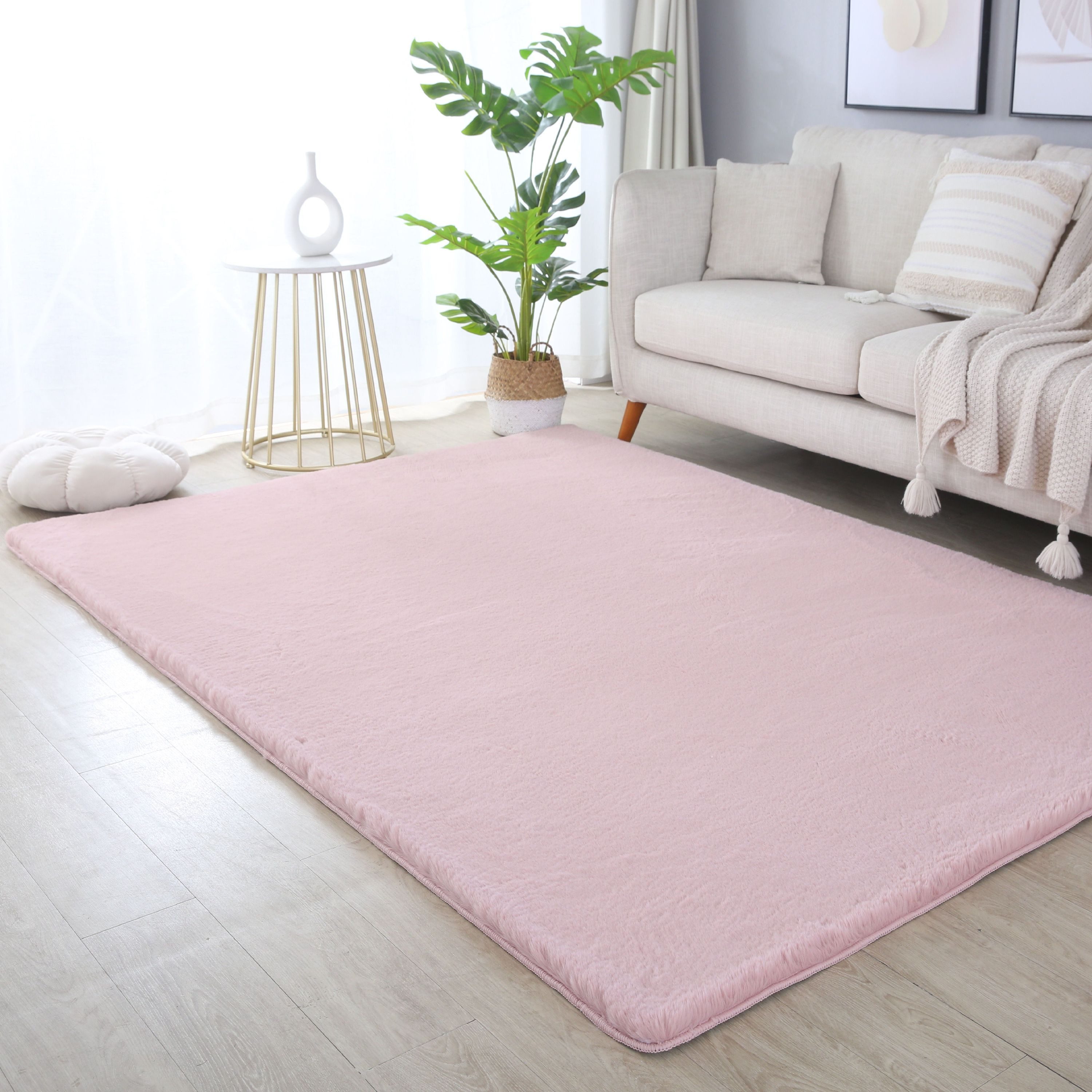 SIMPEX24 Teppich Unicolor - Einfarbig, Läufer, Höhe: 20 mm, Teppich Wohnzimmer Einfarbig Shaggy Modern Flauschiger Felloptik Weich