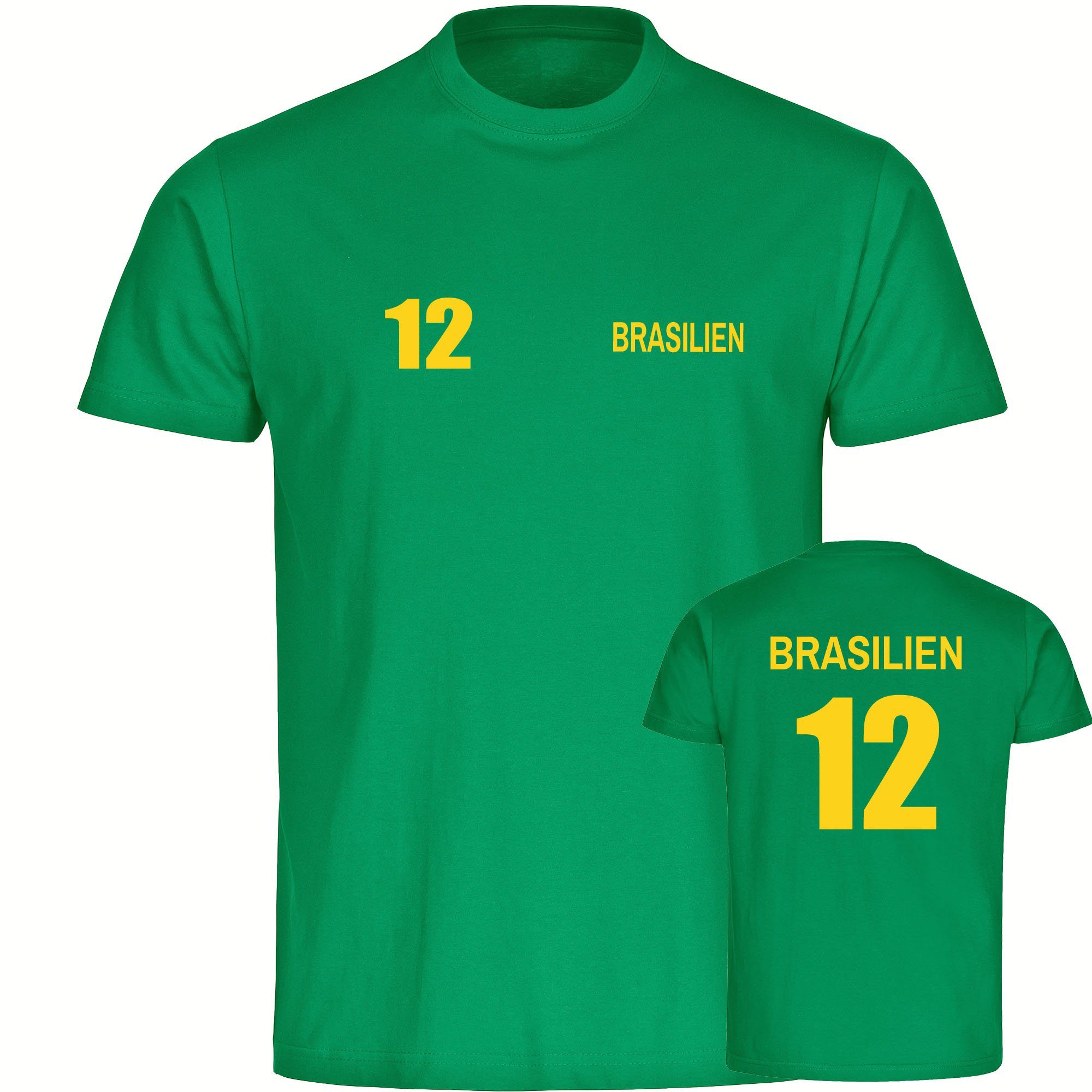 multifanshop T-Shirt Herren Brasilien - Trikot Nummer 12 - Männer