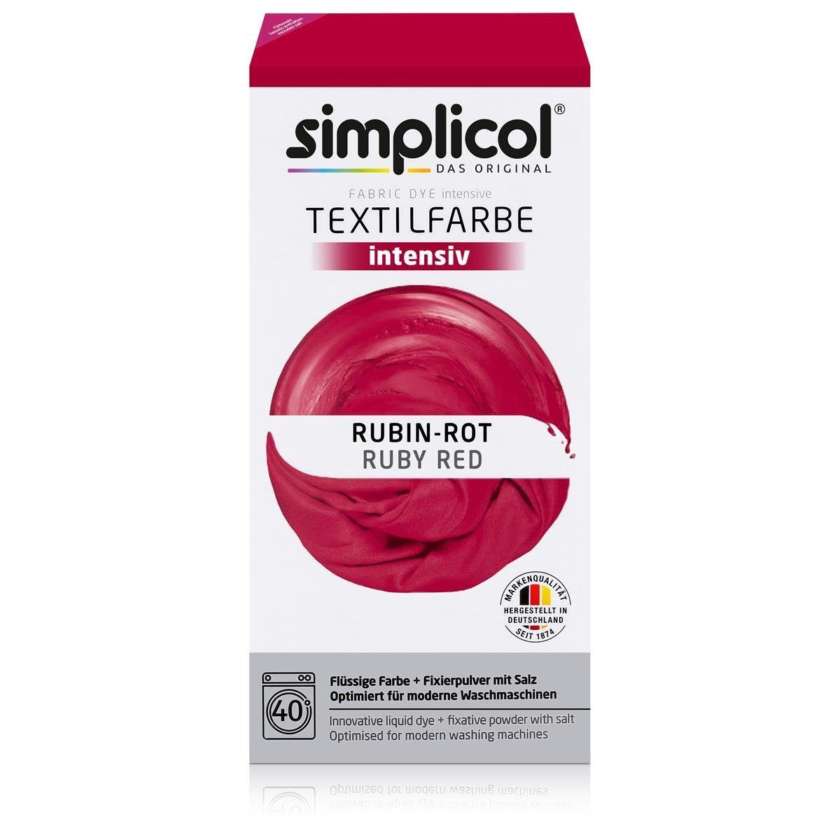 Textilfarbe Simplicol Textilfarbe intensiv Rubin-Rot - Einfaches Färben (1er Pack)