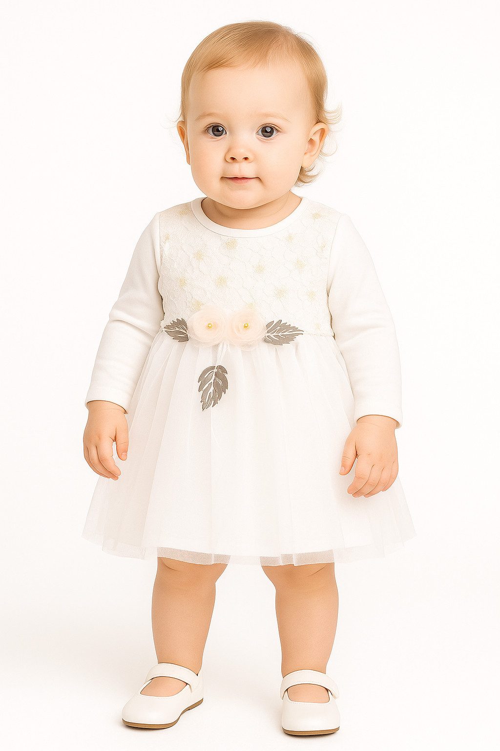 Lorey Medtec Taufkleid Prinzessin Kleid, Party Kleid, Spitze, Tüll, 100% Baumwolle, Weiß Spitze, Tüll