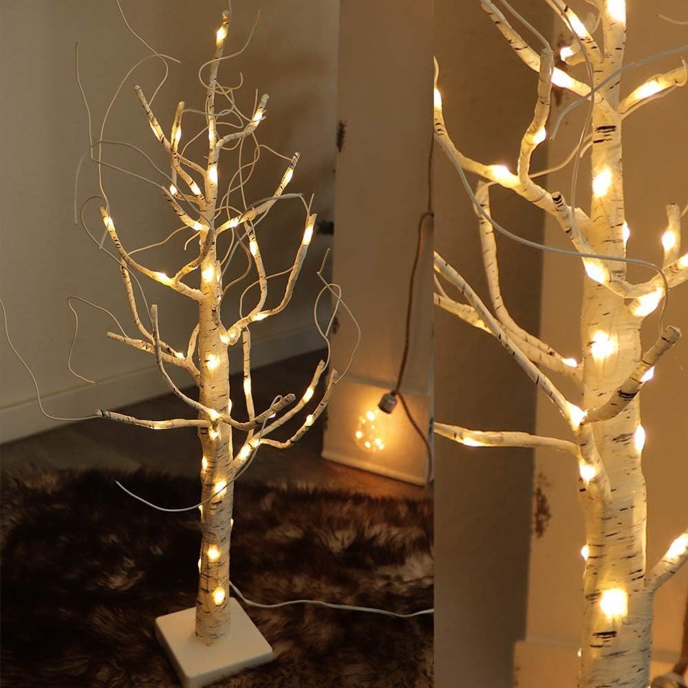 Gartenpirat LED Baum Birke mit LED-Beleuchtung warmweiß Weihnachtsdeko für außen mit Timer