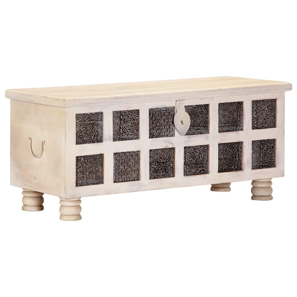 vidaXL Aufbewahrungsbox vidaXL Aufbewahrungstruhe Weiß 110 x 40 x 45 cm Massivholz Akazie