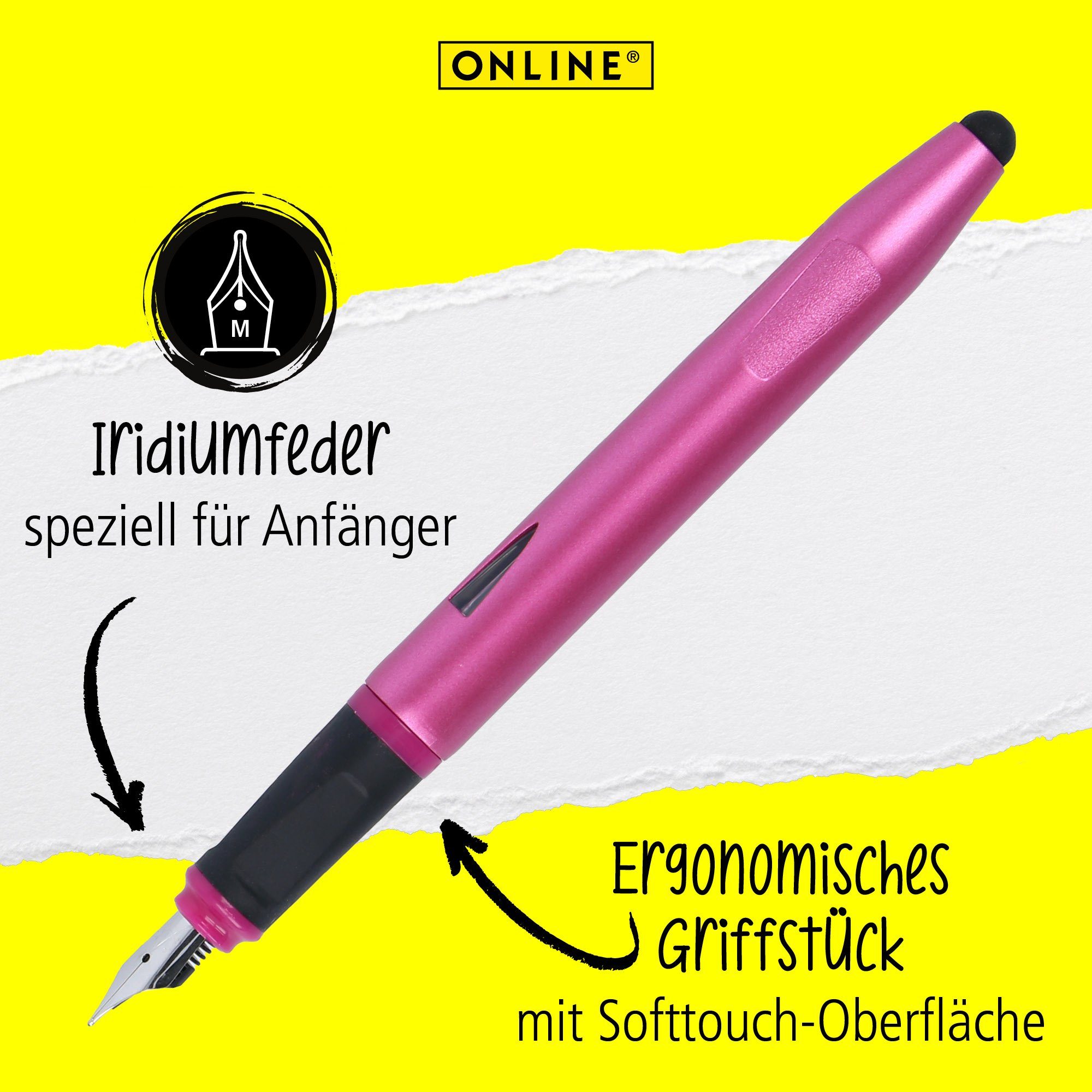 Anfängerfüller Starter, ideal Pen Füller Online Schreiben-Lernen, ergonomisch, zum & Switch Rollerball Pink