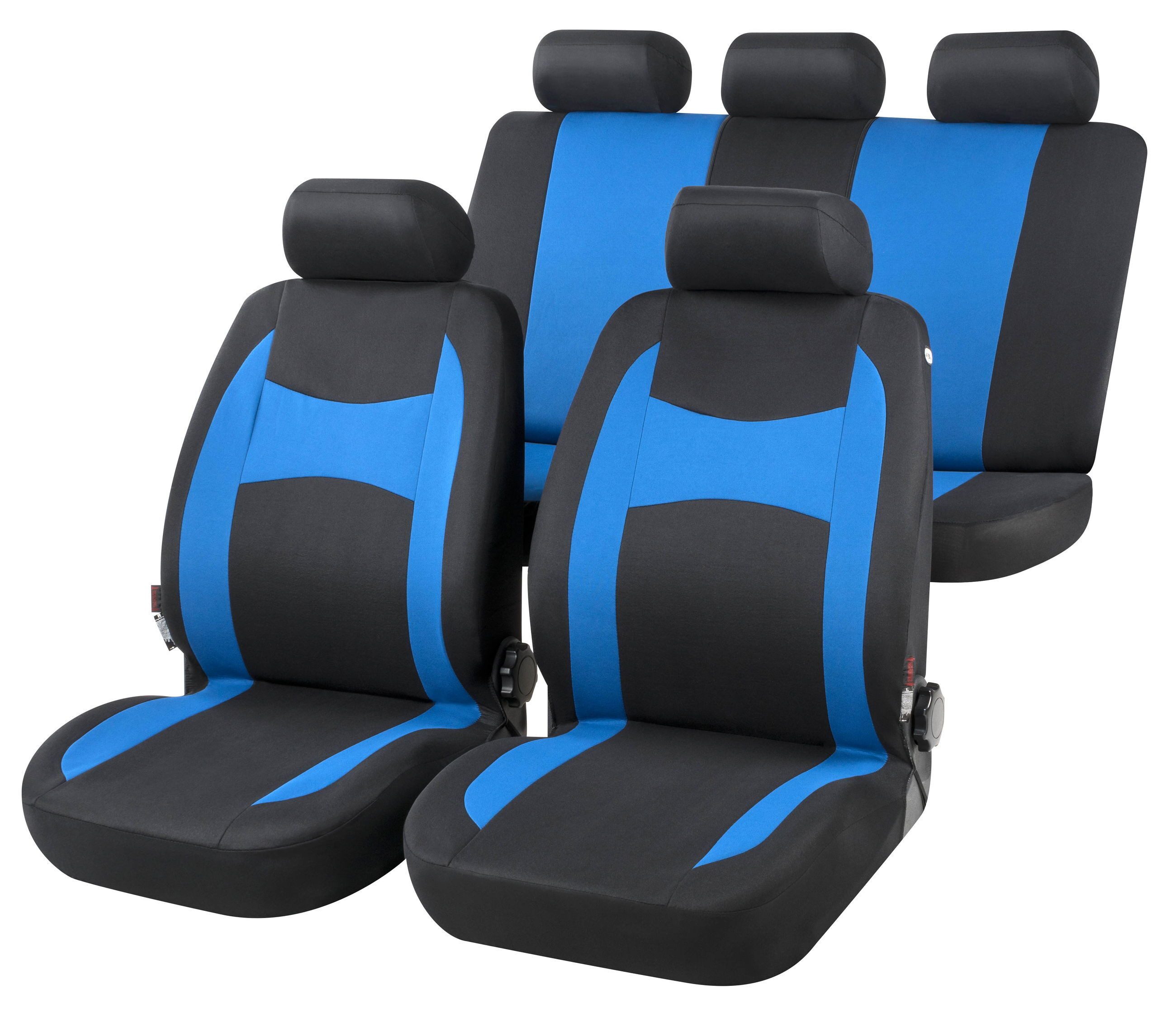 CarComfort Autositzbezug Autositzbezug Fairmont blau, 2 Vordersitzbezüge 1tlg, 1 Rücksitzbezug 4tlg, 5 Kopfstützenbezüge, 11-tlg.