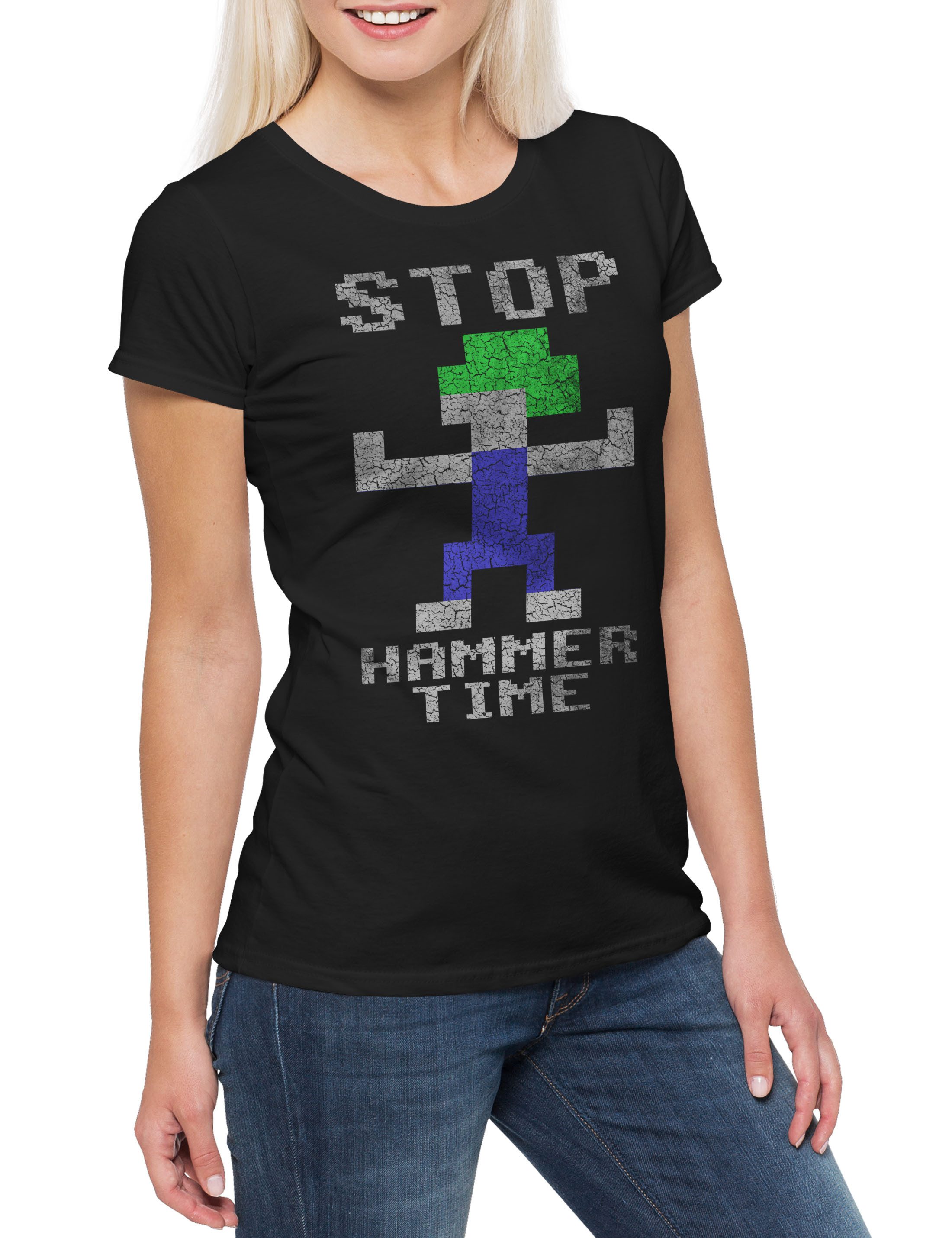 Print-Shirt Lemmings Hammer Time Damen T-Shirt Lemminge Video Kult Computer Game