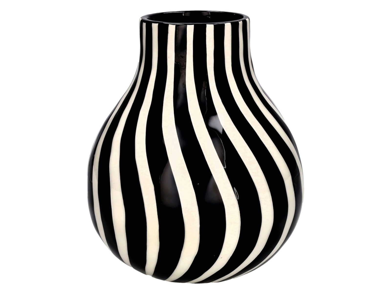 Giftcompany Dekovase Artisan Vase gestreift M schwarz/weiß 16,8cm (Vasen)