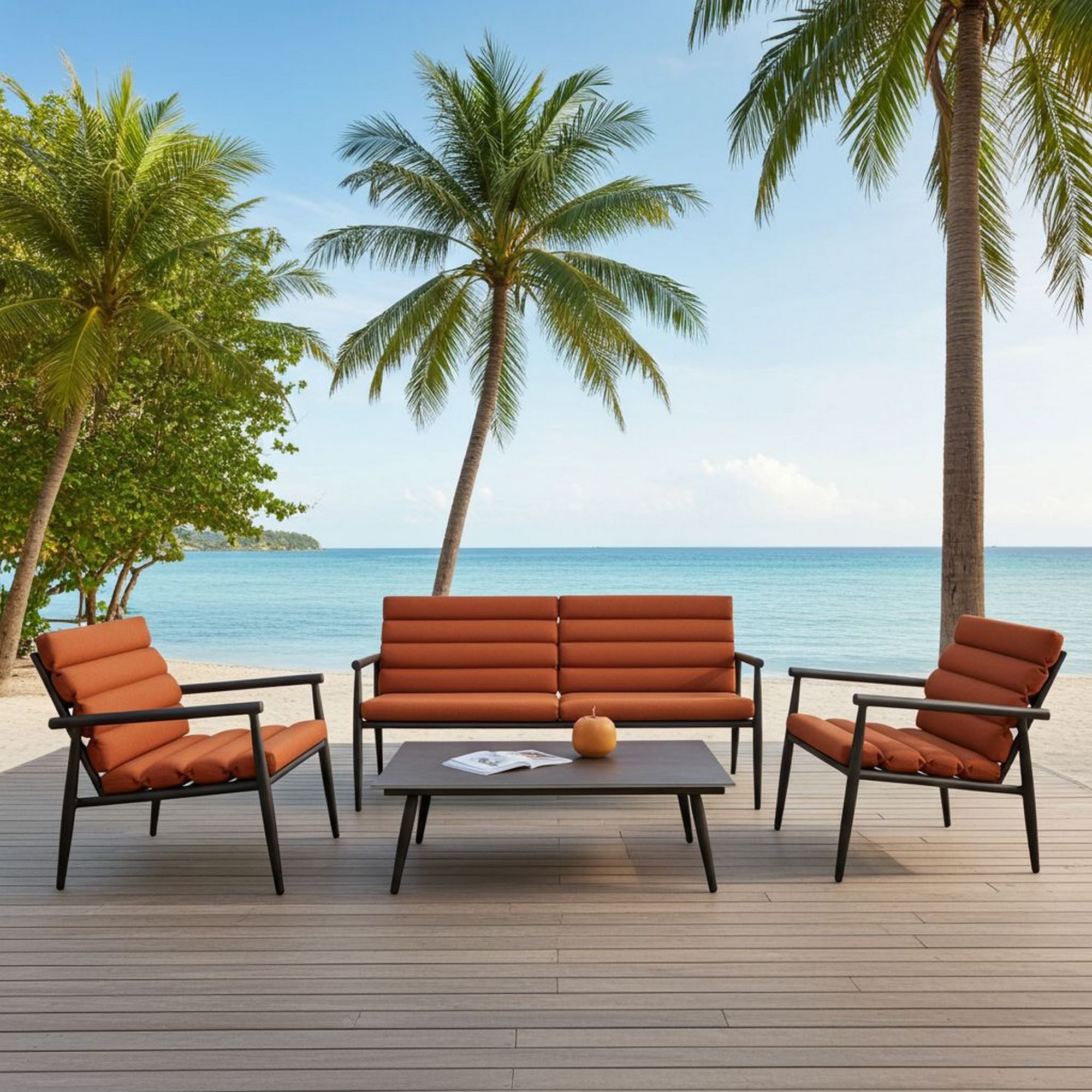 Lesli Living Gartenlounge-Set Lesli Living Lounge-Set Harper Terra Anthrazit/Terracotta