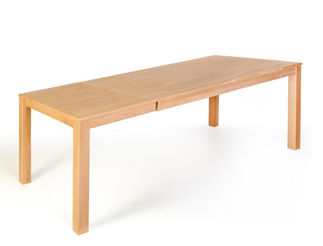 expendio Essgruppe Karlo massiv Tisch Stühle Spar-Set, braun Tischgruppe, natur 5-tlg), + Eiche (komplette 1XL, Kunstleder 160(210)x90 Kaja
