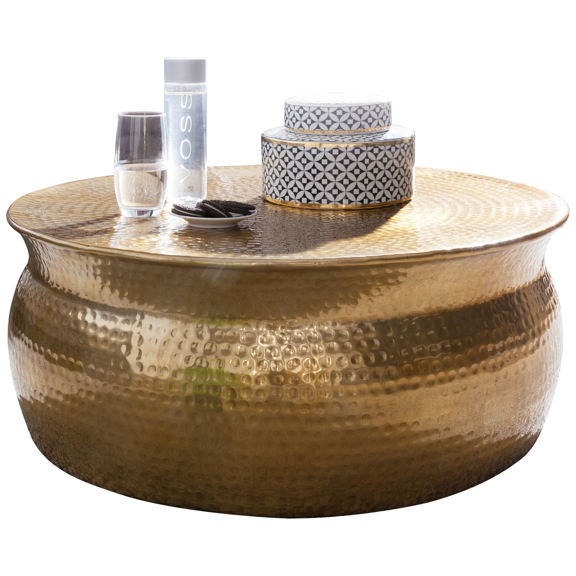 Wohnling Couchtisch Couchtisch Wohnzimmertisch Sofatisch Rund Hammerschlag günstig online kaufen