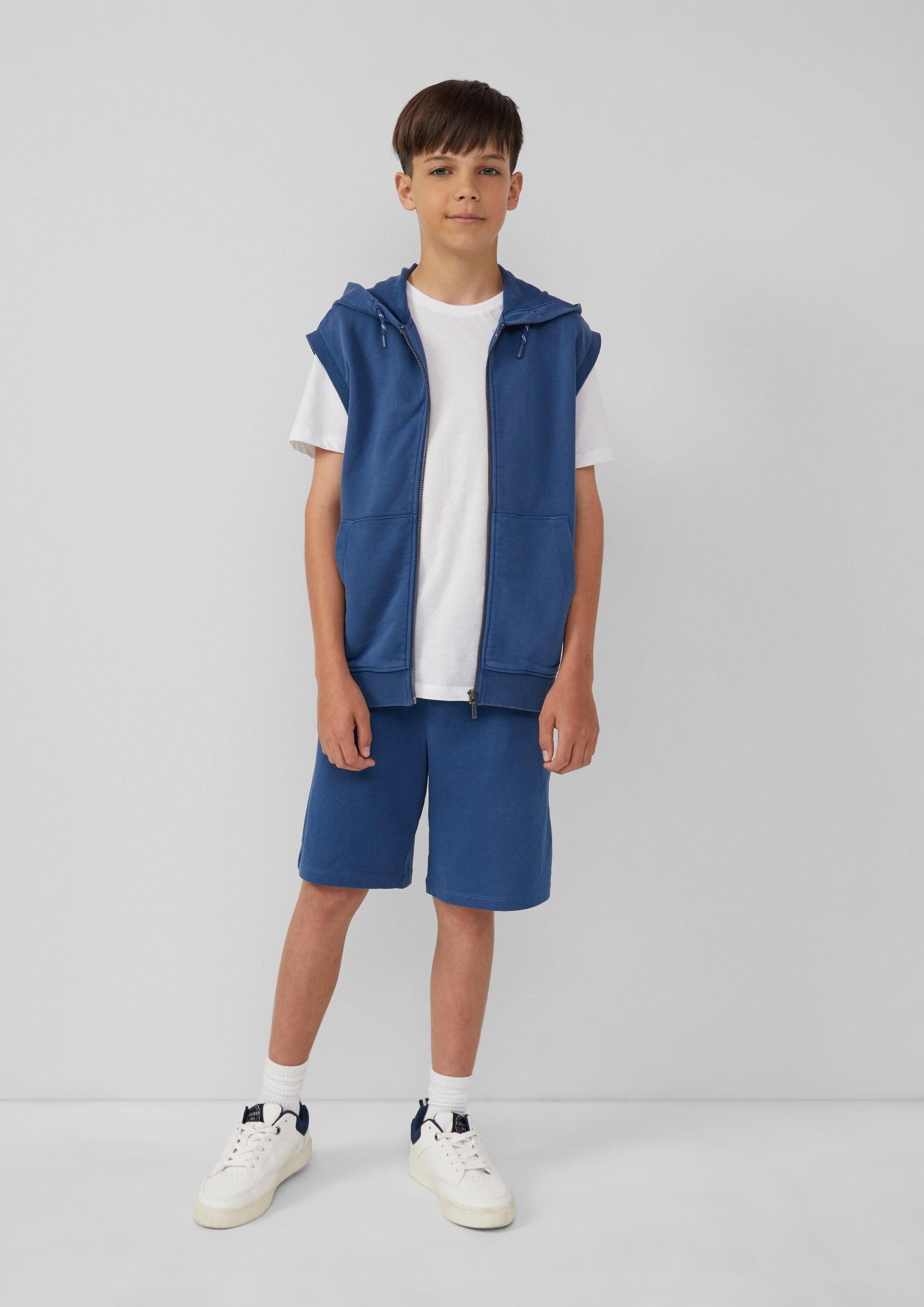 s.Oliver Sweatjacke Indoor-Weste Gewaschene Sweat-Weste mit Kapuze