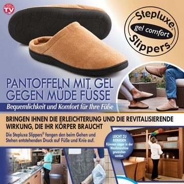 Best Direct® Stepluxe® Slippers Hausschuh (2-tlg) Pantoffeln mit Gelkern, braun, 36-46, warm, weich, waschbar