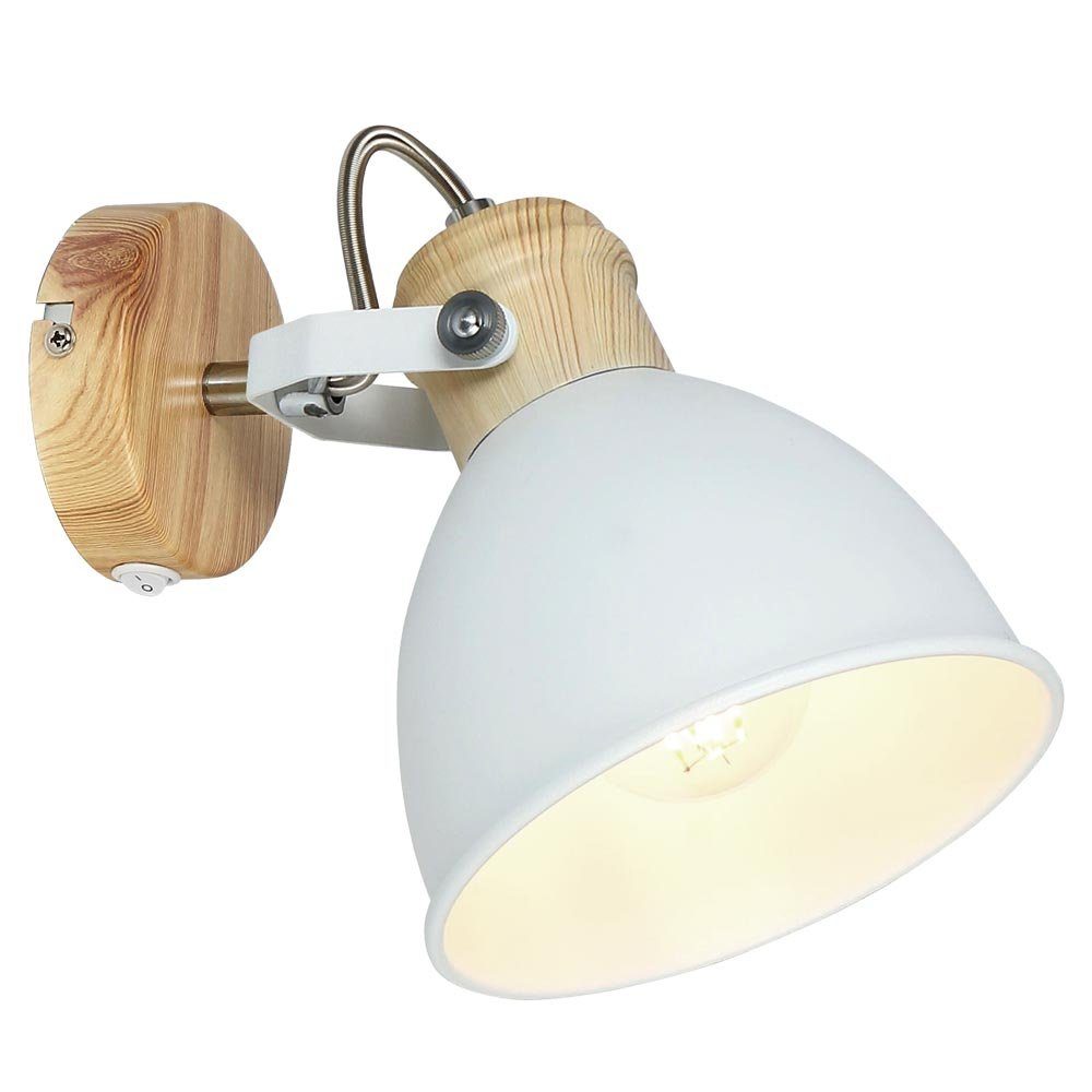 etc-shop Wandleuchte, Leuchte nicht Design Optik Strahler verstellbar Leuchtmittel Spot Lampe inklusive, weiß Holz Wand