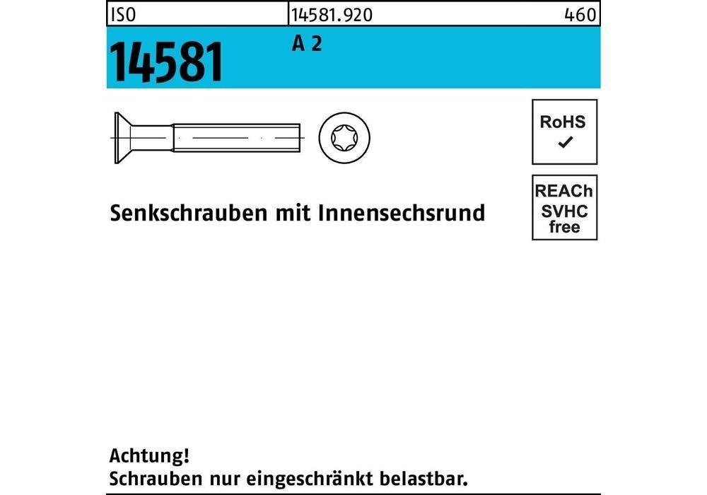 Senkschraube Senkschraube ISO 14581 m.Innensechsrund M 6 x 60 T30 A 2