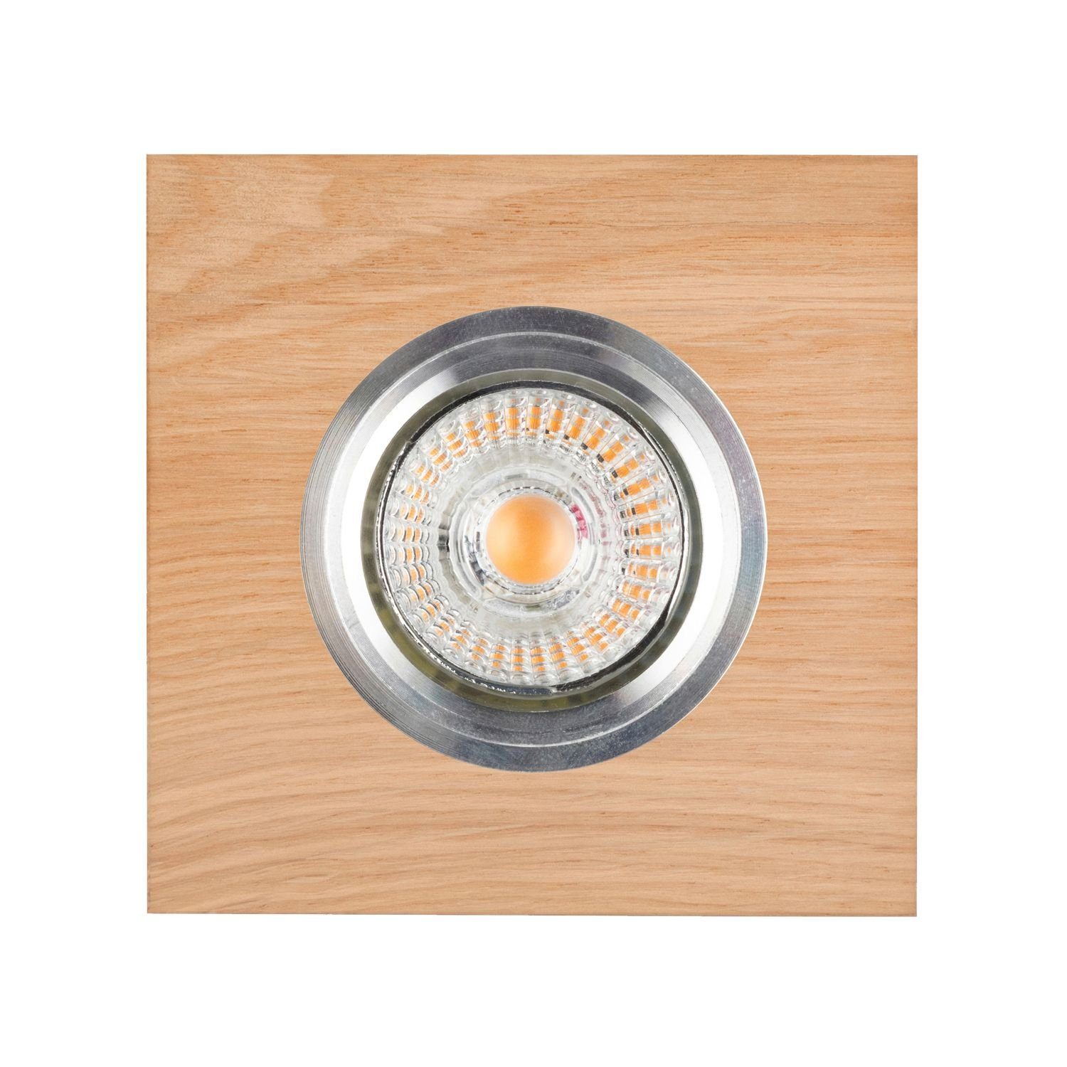Licht-Erlebnisse Einbauleuchte DELEN, LED wechselbar, Warmweiß, Einbaustrahler Natur 2700 K 320 lm Holz GU10 Modern Einbaulampe