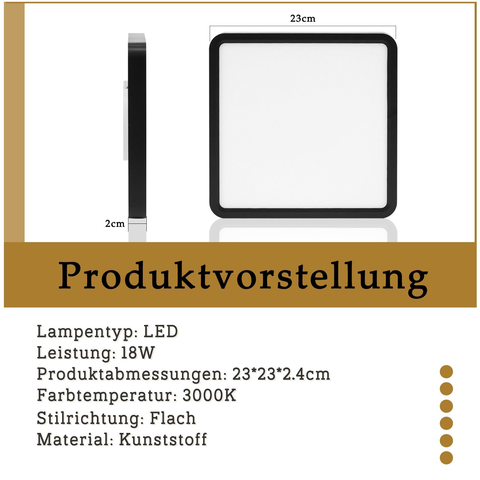 Nettlife LED Panel LED Deckenleuchte Flach 23CM 3000/6500K 18W, LED fest in günstig online kaufen