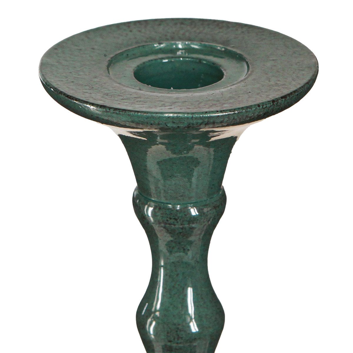 Flor & Decor Import GmbH Kerzenhalter Hoher Kerzenhalter Metall Keramikoptik Grün 49cm Tischdeko