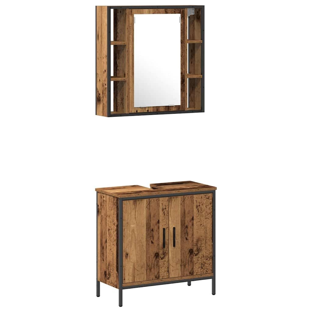 vidaXL Badezimmer-Set Badezimmermöbel Set 2 pcs Braun 60 x 30 x 60 cm Holzwerkstoff, (2-St)