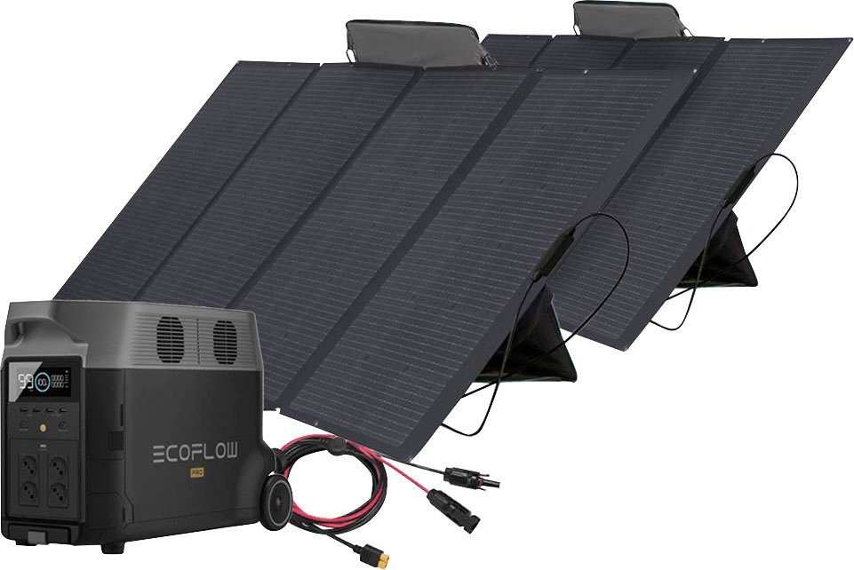 Ecoflow Solaranlage Delta Pro Powerstation 3,6kWh und 2 x 400W Ecoflow Solarpanel, 400 W, Monokristallin, (Spar-Set), Plug and play