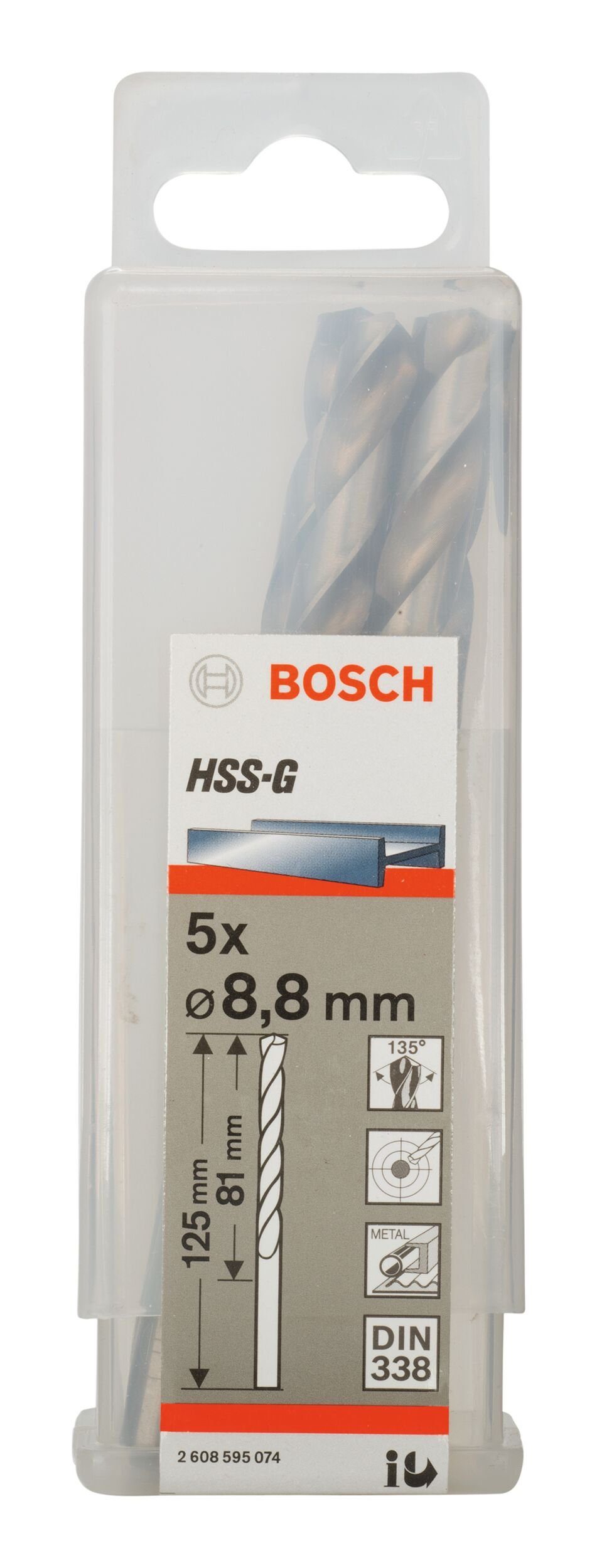 BOSCH Metallbohrer, (5 Stück), 81 - HSS-G (DIN - 8,8 5er-Pack 338) 125 mm x x