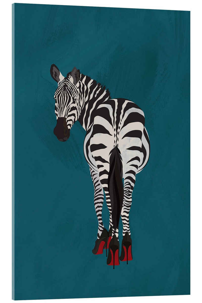 Posterlounge Acrylglasbild Sarah Manovski, Zebra auf Highheels, Kinderzimmer Illustration