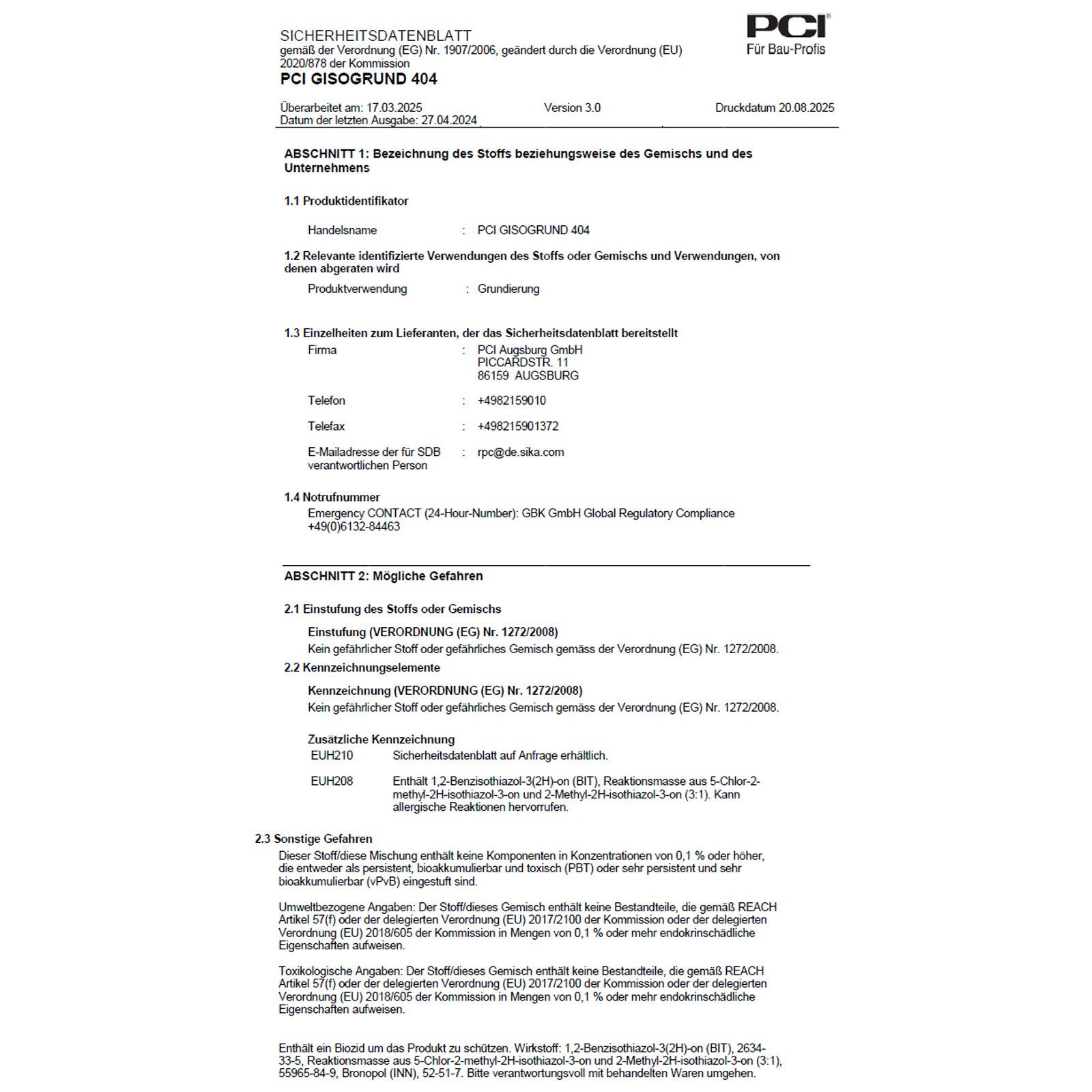 PCI Wandgrundierung Gisogrund 404 - 5 Ltr – Bild 2 von 2