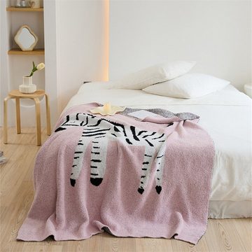Wohndecke Flauschige Decke im niedlichen Dschungel-Zebra-Design, FIDDY, Einzeldecke für gemütliche Stunden, geeignet für Sessel und Sofa
