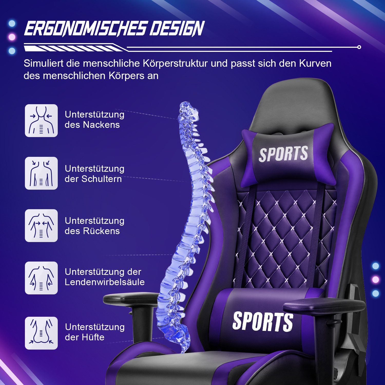 Hiazurm Gaming-Stuhl Gaming Stuhl, Bürostuhl Ergonomisch, günstig online kaufen