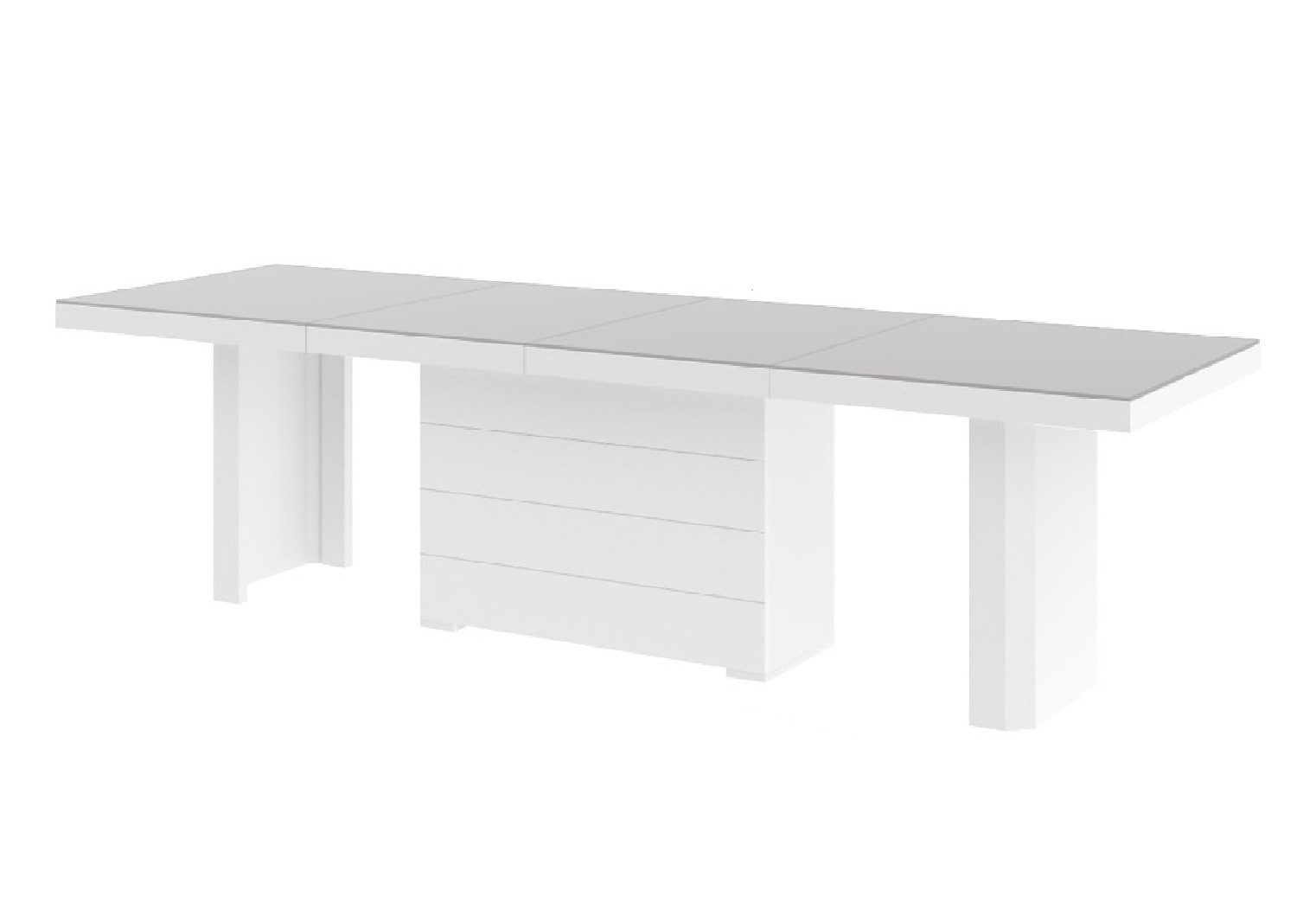 designimpex Esstisch Design HE-444 Hellgrau (Beigeton) MATT / Weiß HOCHGLANZ XXL 160 - 412