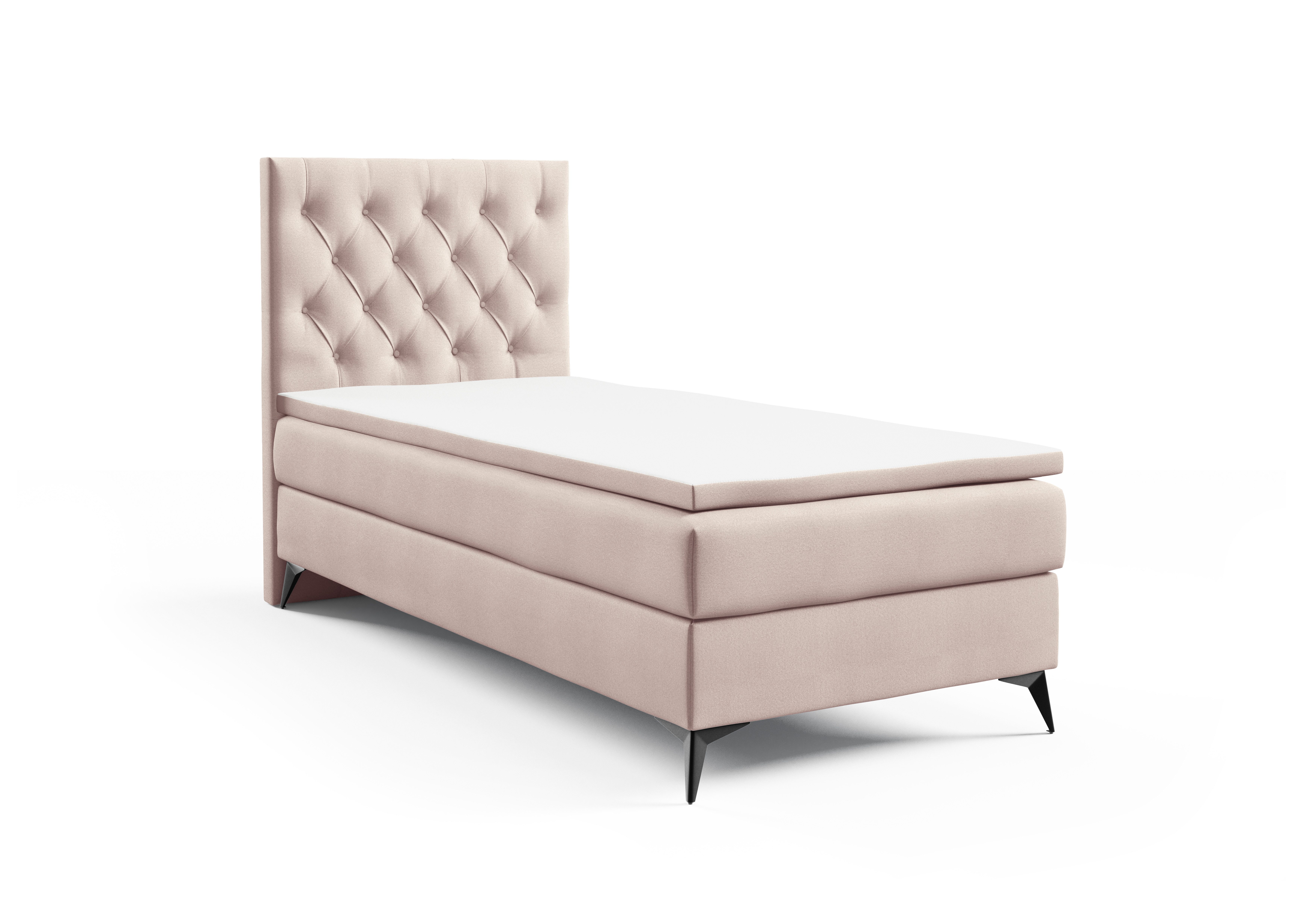 Best for Home Boxspringbett K18 NEO SINGLE Bonellfederkernmatratze mit Komfort Topper H3 (Einzelbett, Polsterbett mit gepolstertes Kopfteil, Jugendbett, Kinderbett versch. Größen, 1-St., 70x200 80x200 90x200 100x200 cm), ergonomischer Liegekomfort, gepolstertes Kopfteil