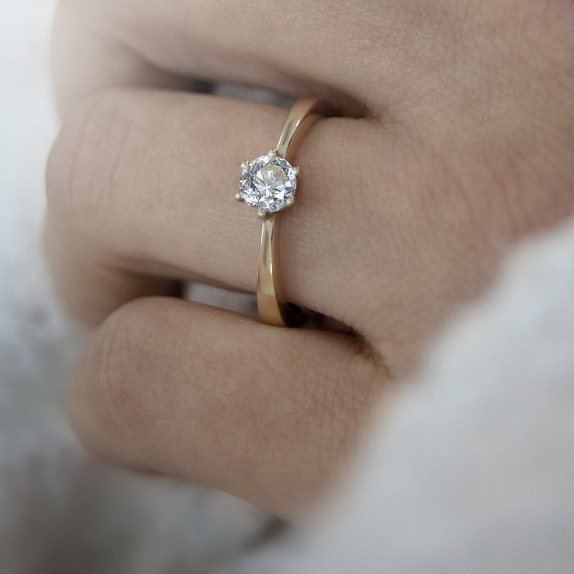 Ring Gold Diamantring Schmuck ONE Damen ct ELEMENT 0.1 Gelbgold, aus 750 Brillant Diamant