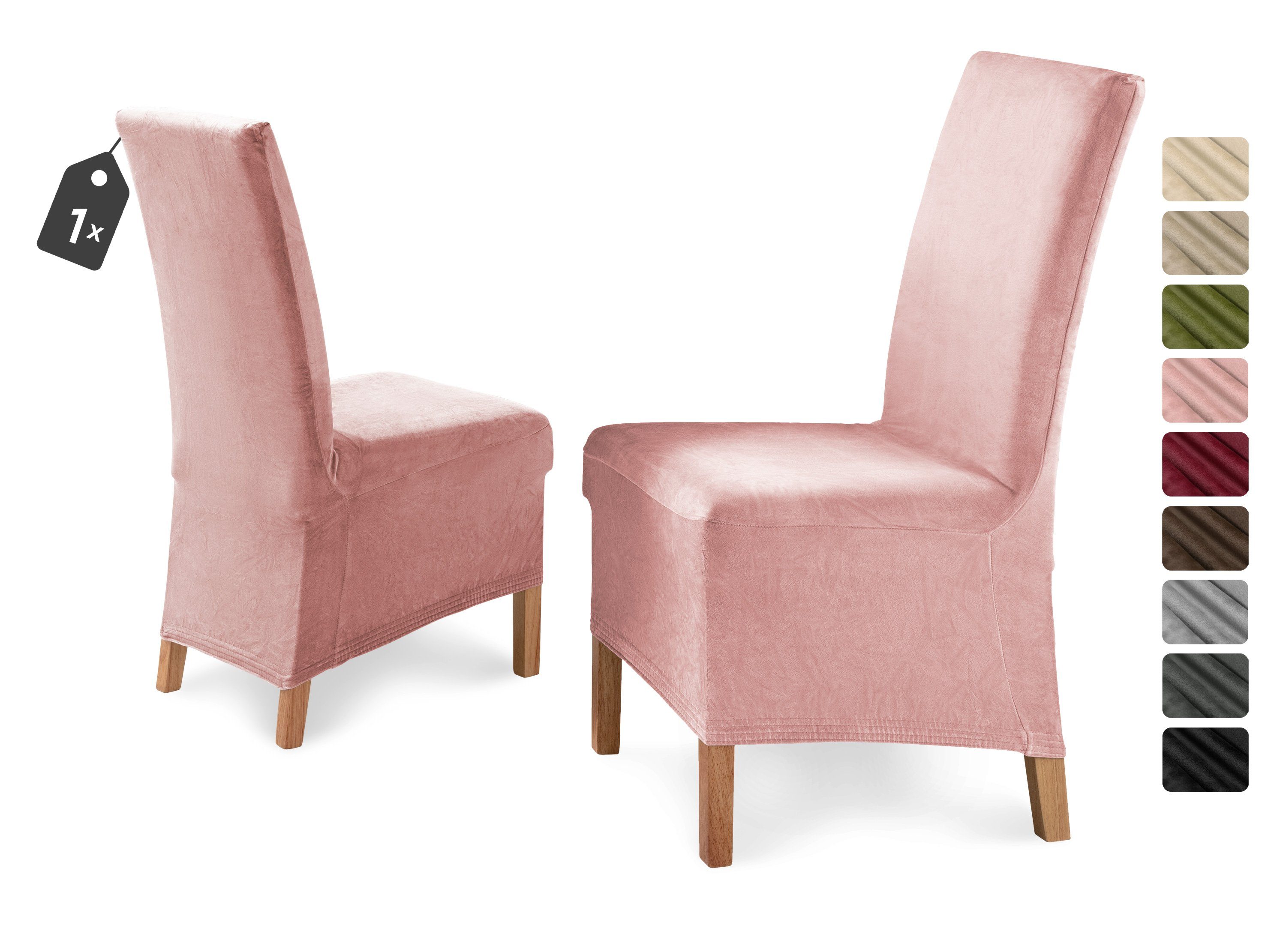 Beautex Stuhlhusse Eva Чехлы на стулья Lang, Samt Stuhlbezug, elastische Stretch Husse