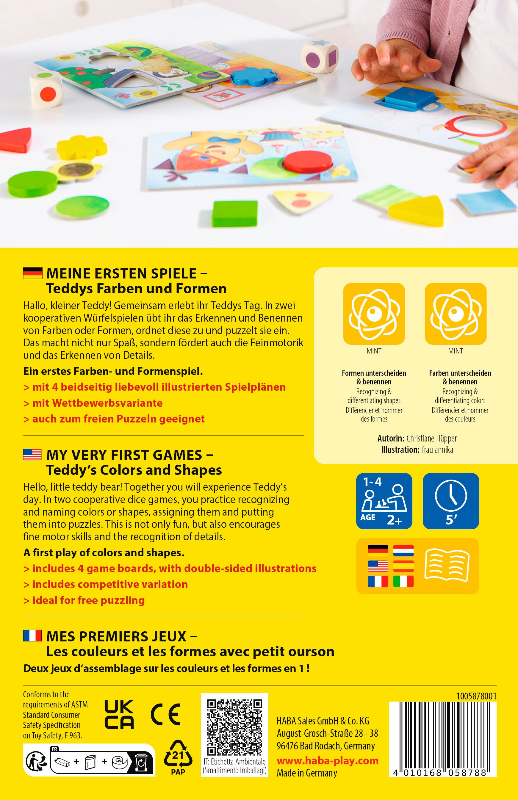 Haba Spiel Meine ersten Spiele - Teddys Farben und Formen, Made in Germany