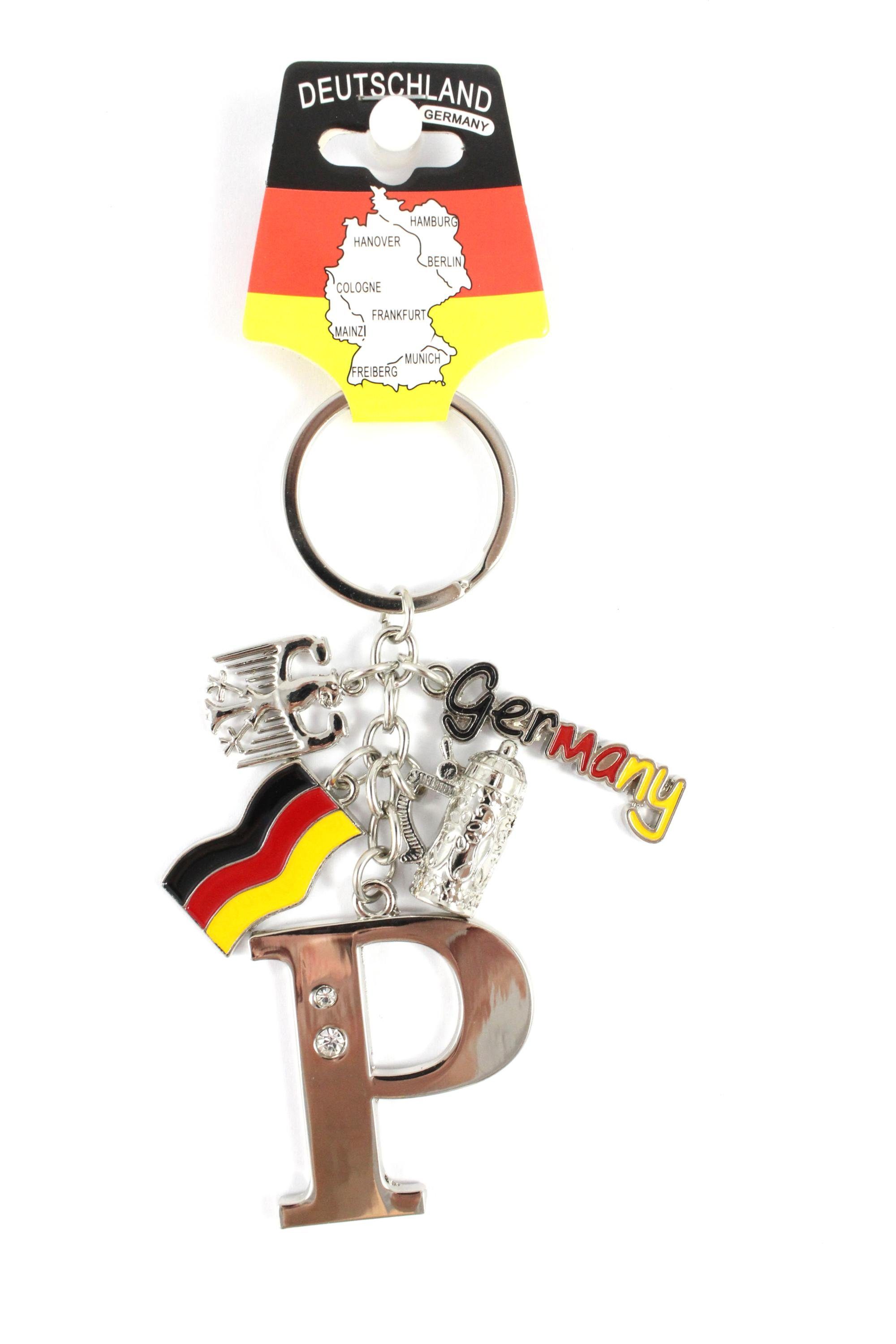 Schlüsselanhänger 11cm & mit Bierkrug/Adler/Deutschland-Fahne/Germany H.: Buchstaben/Letter/Initalien/Alphabet/ABC Glitzersteinen Schlüsselanhänger ELLUG Charms