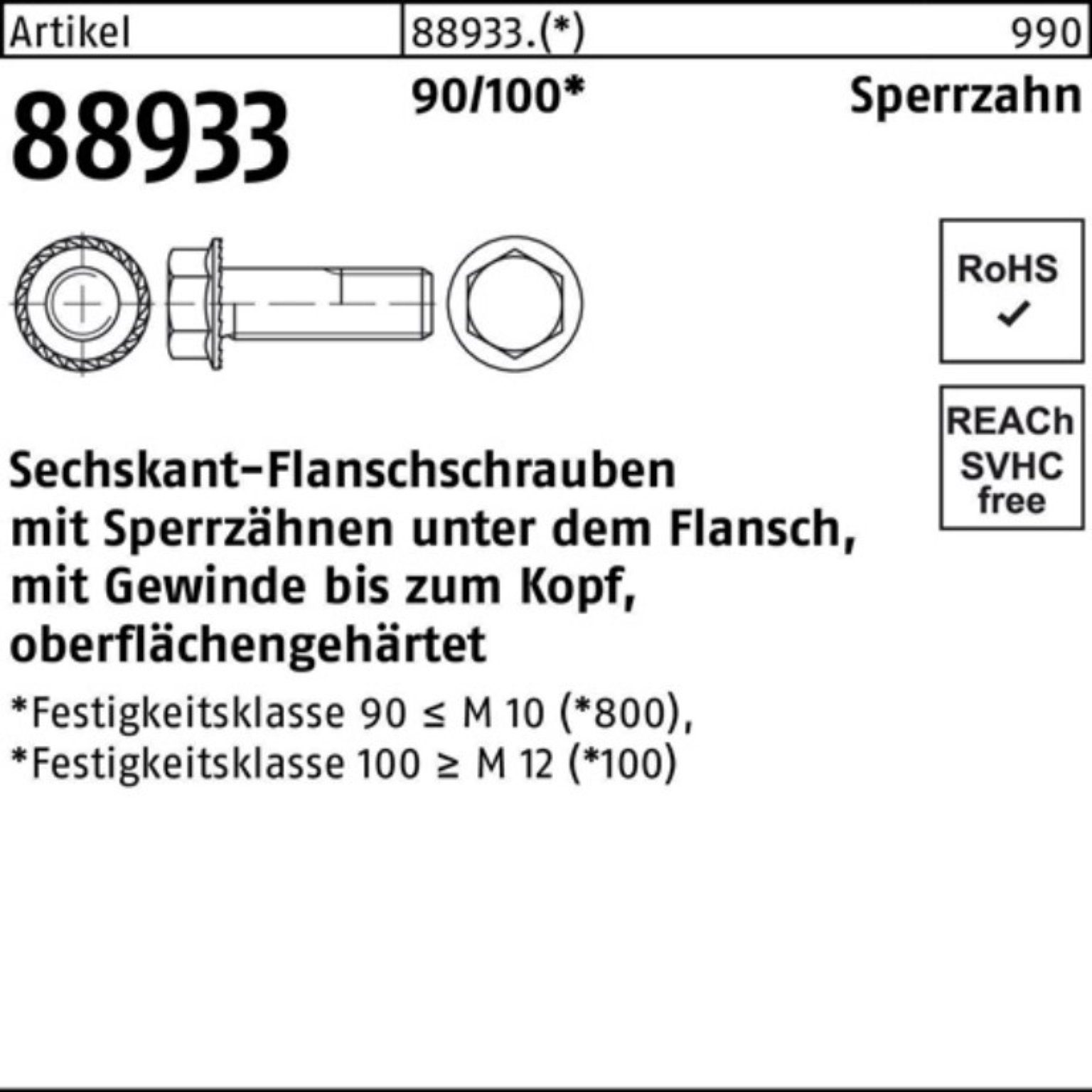 Reyher Schraube 100er Pack Sechskantflanschschraube R 88933 Sperrz. VG M16x 70 90/100