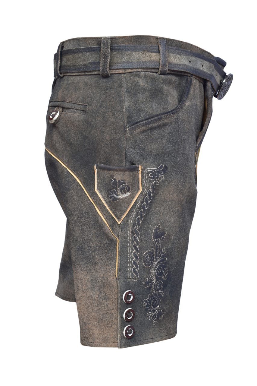 Ramona Lippert Trachtenlederhose Lorenz kurze Trachtenhose grau antik mit G günstig online kaufen